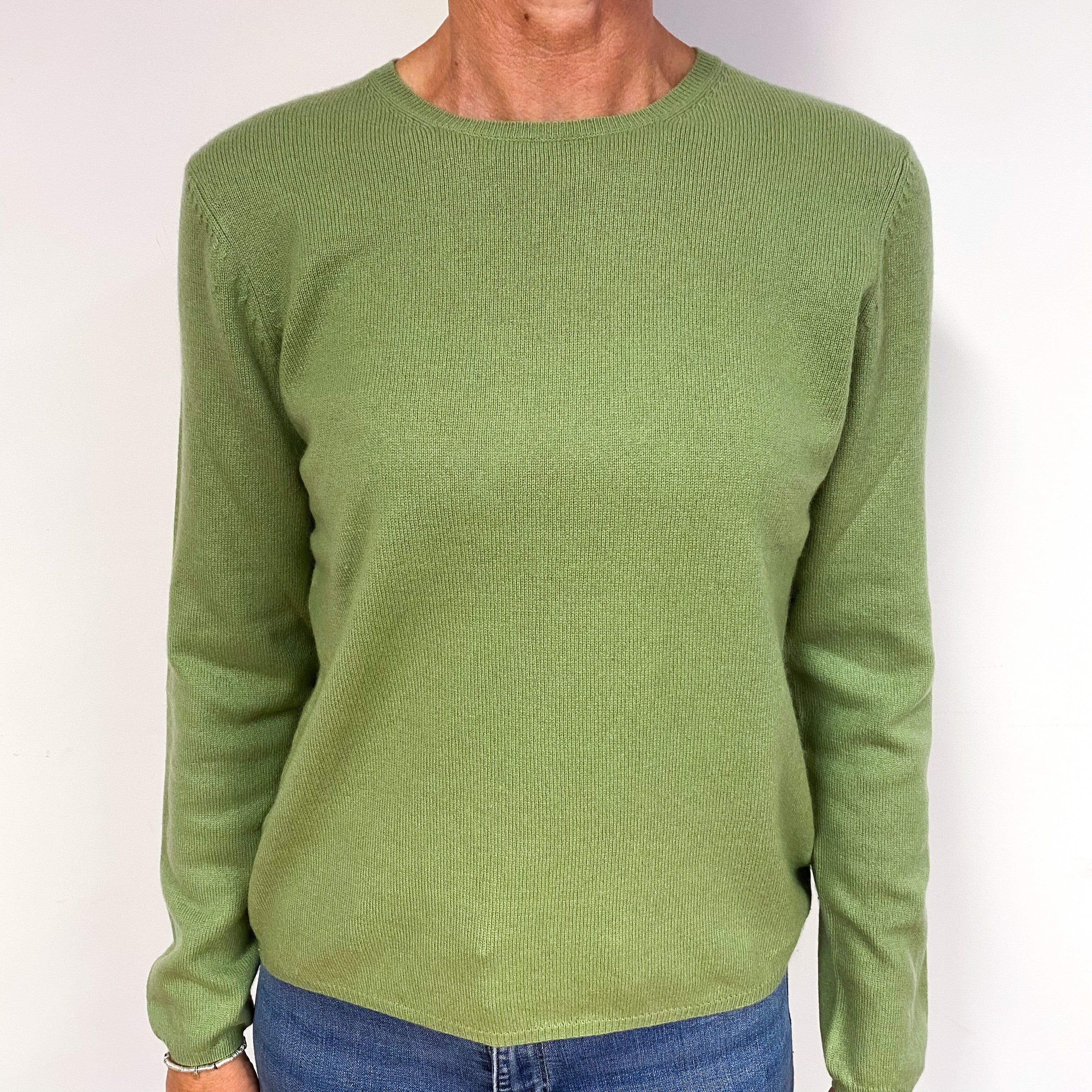 Pear Green Cashmere Crew Neck Jumper Medium