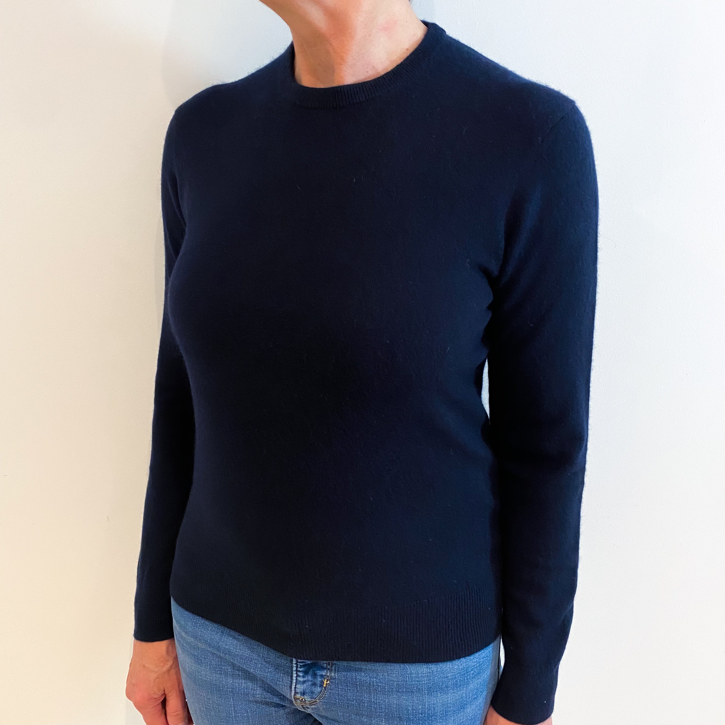 Navy Blue Cashmere Crew Neck Jumper Medium