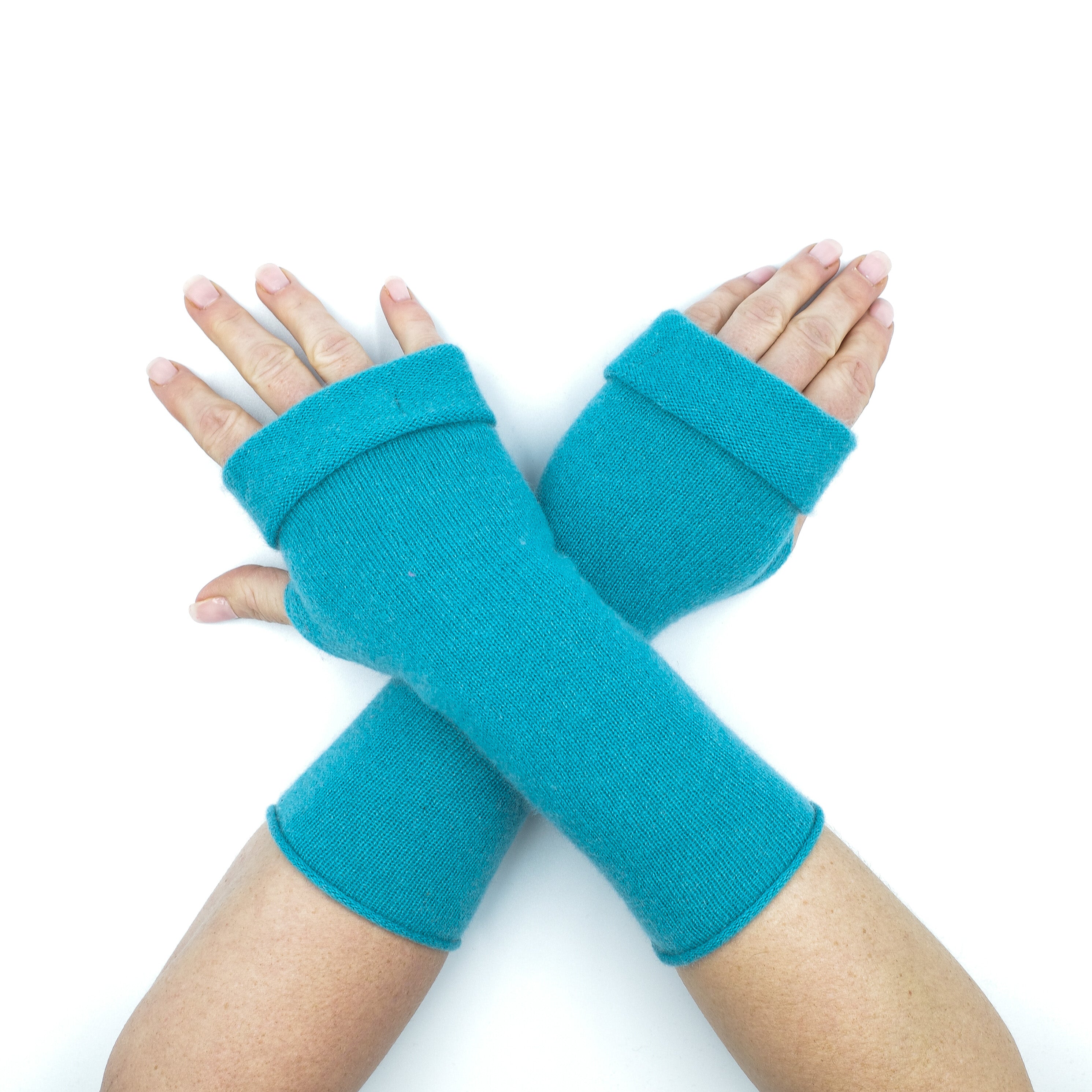 Estuary Green Fingerless Gloves Striped