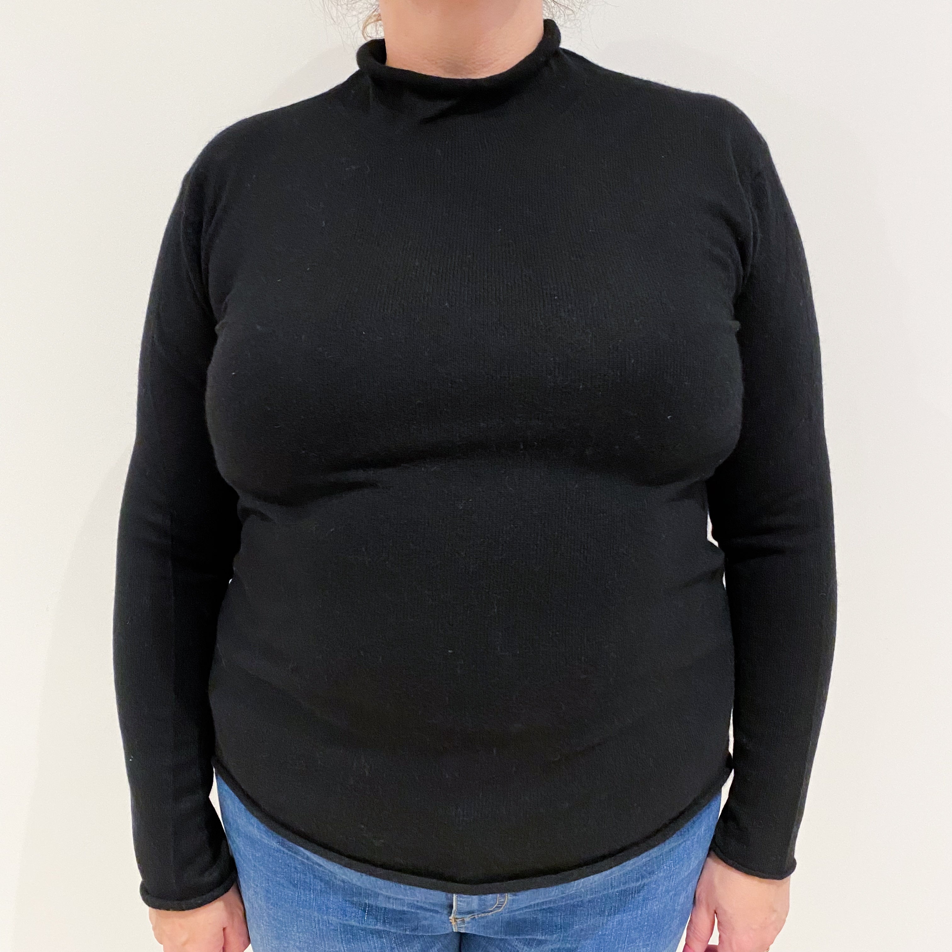 Black Cashmere Funnel Neck Jumper Extra Large
