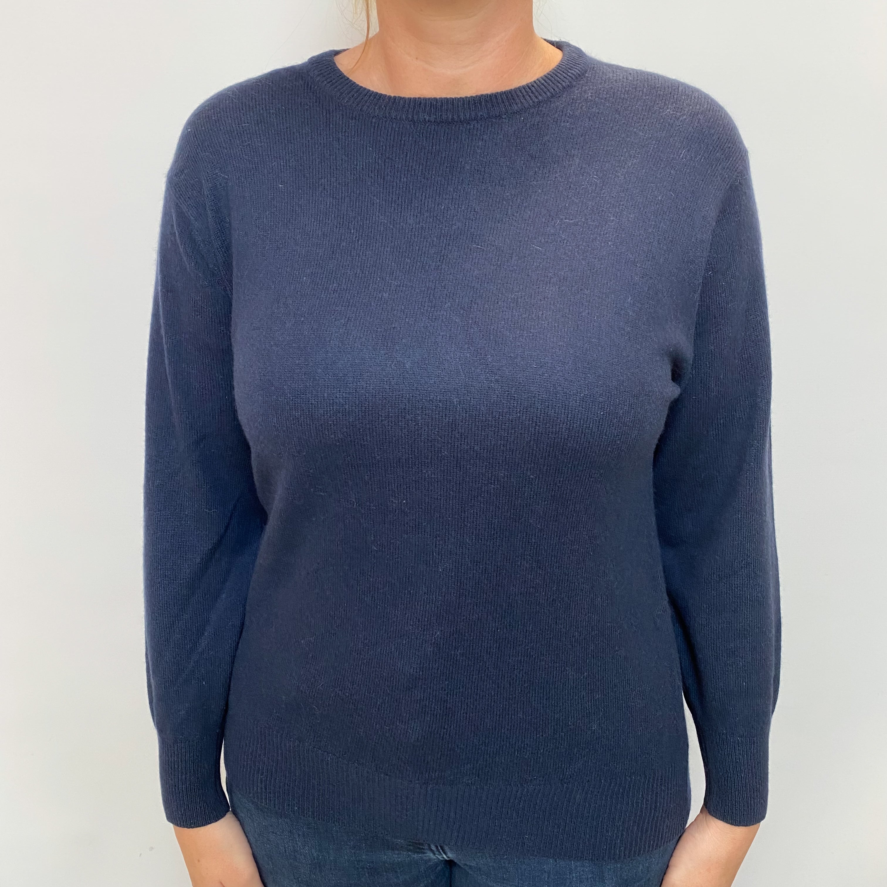 Navy Blue Cashmere Crew Neck Jumper Large