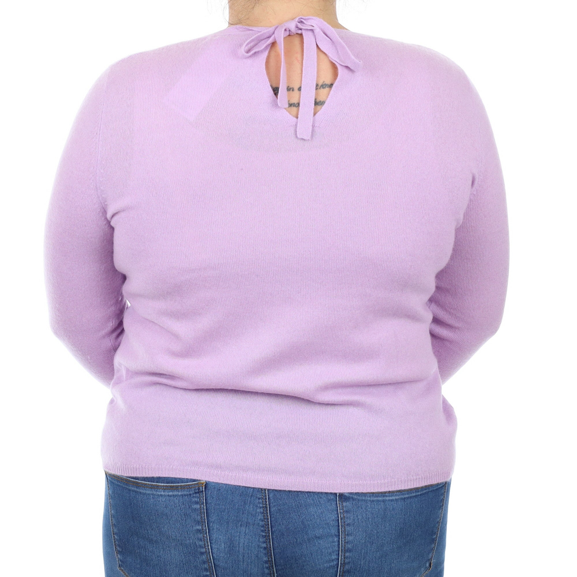 Heather Purple Cashmere Crew Neck Jumper Large