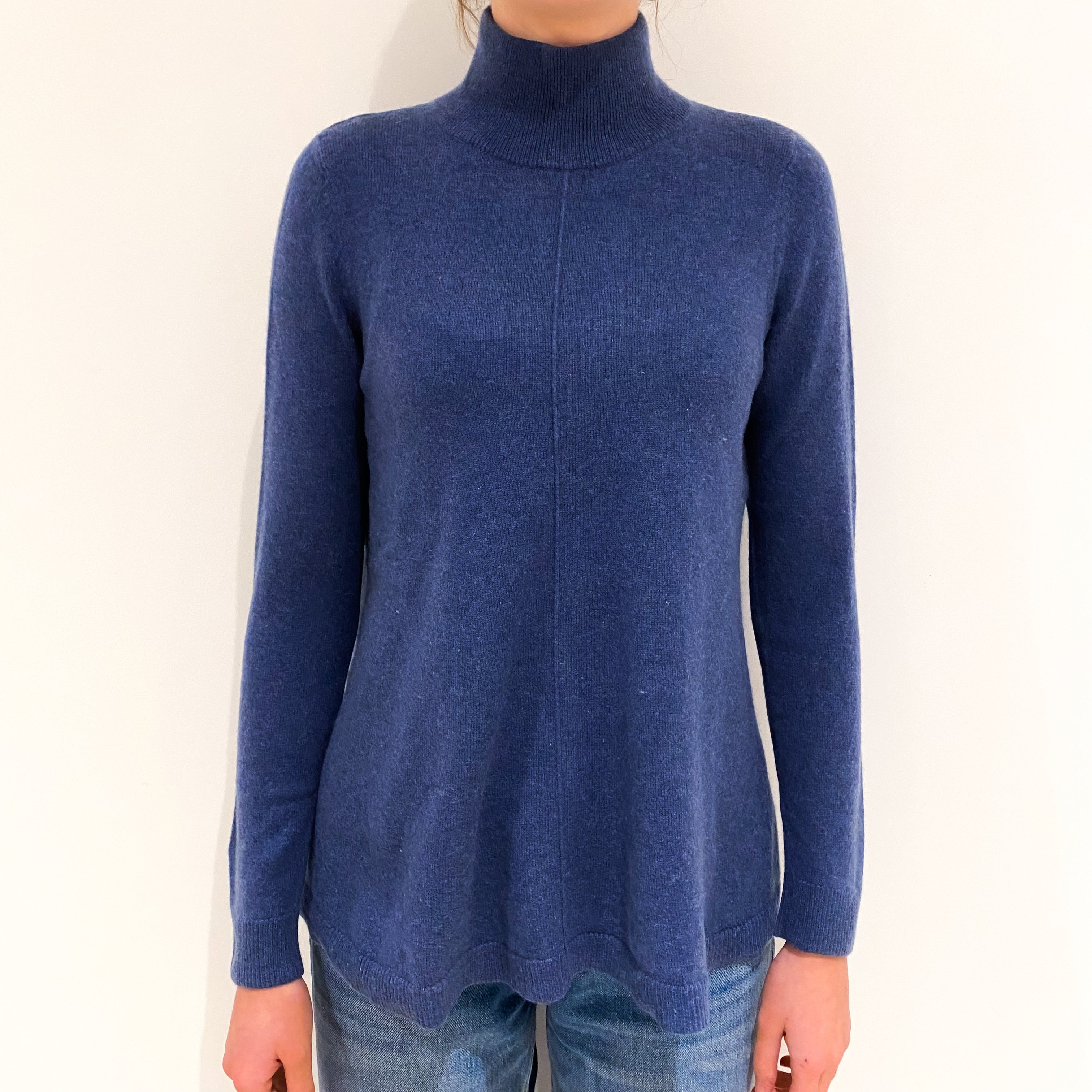 Airforce Blue Cashmere Turtle-Neck Jumper Extra Small