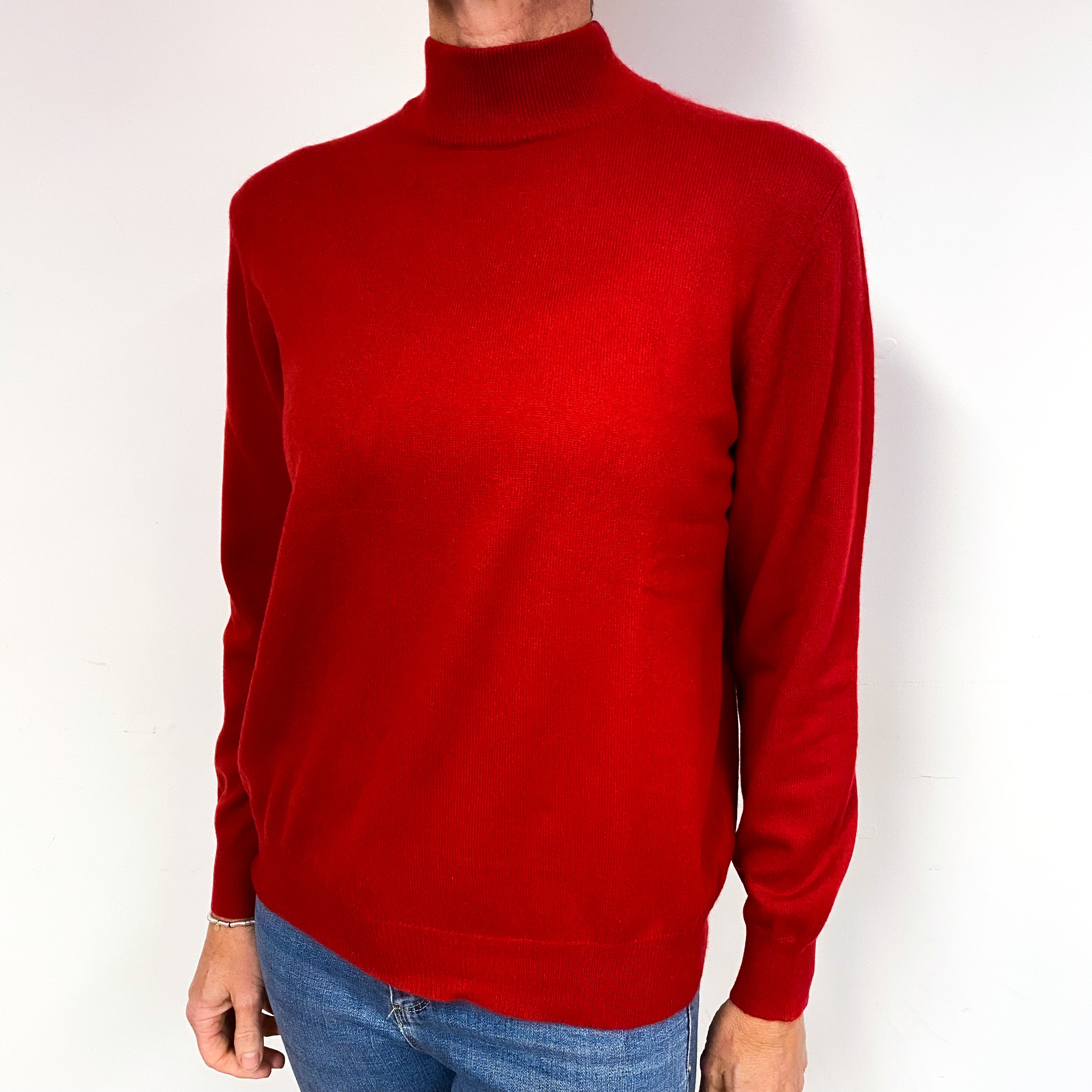 Berry Red Cashmere Turtle Neck Jumper Medium