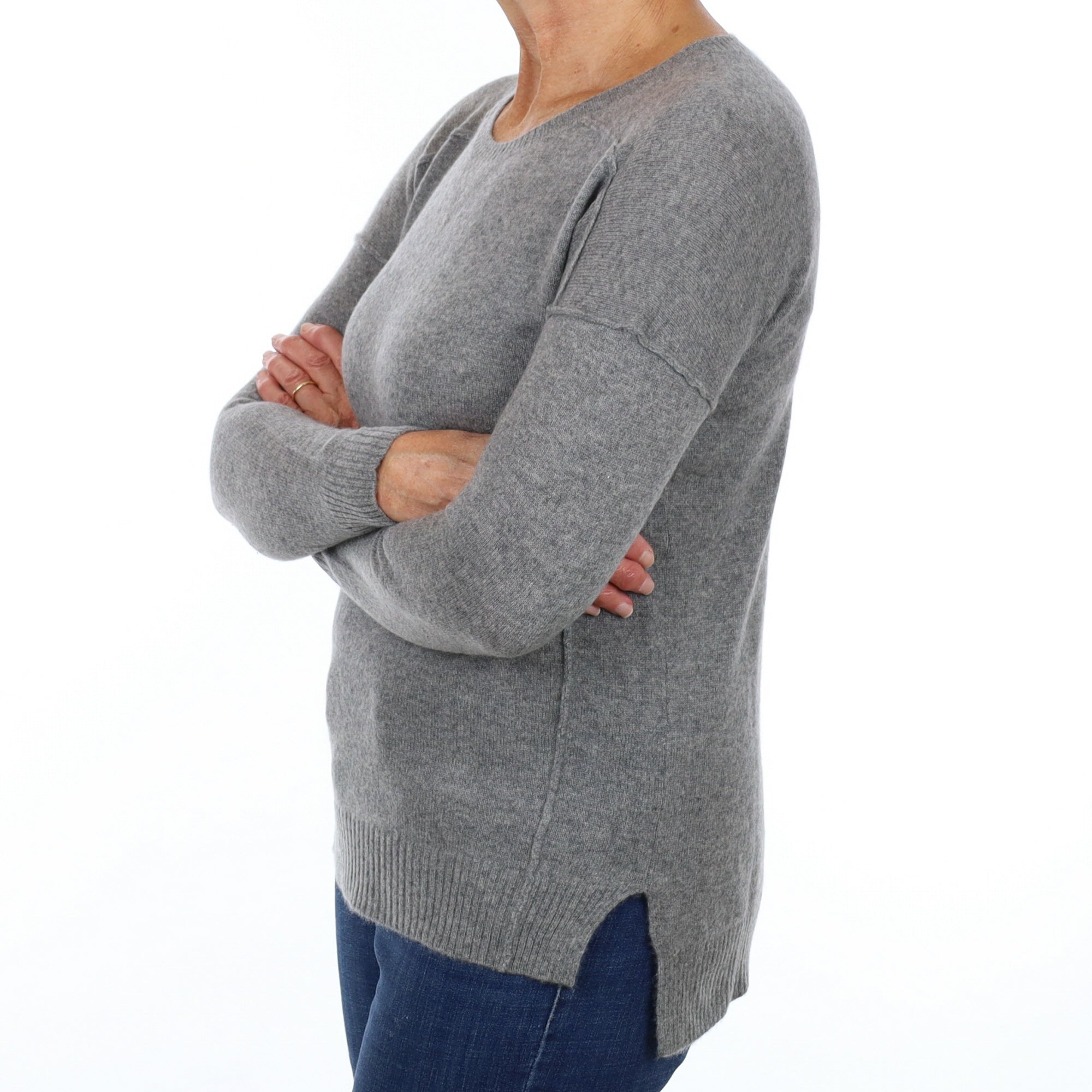 Smoke Grey Cashmere Crew Neck Jumper Medium