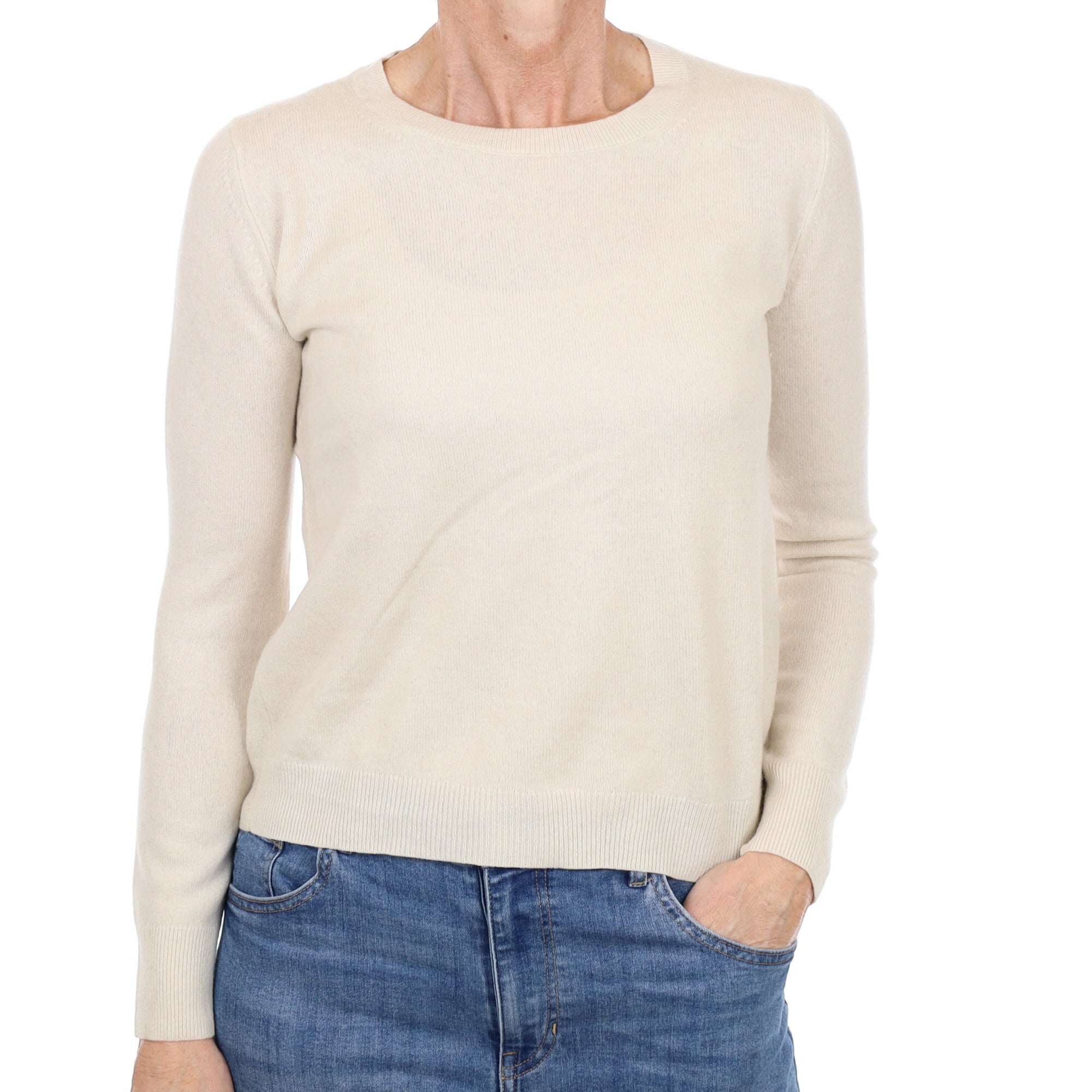 Vanilla Cream Cashmere Crew Neck Jumper Small