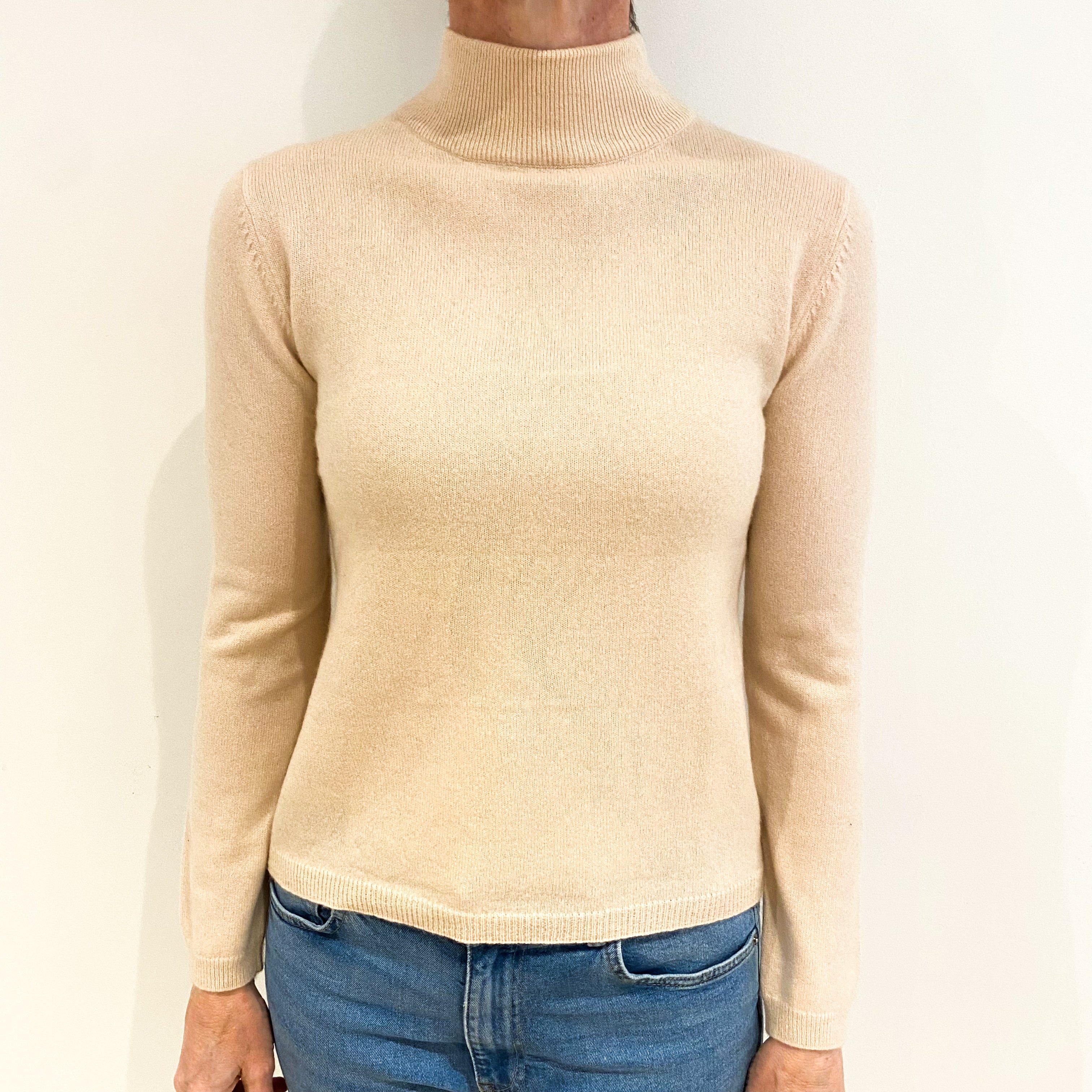 Shell Pink Cashmere Turtle Neck Jumper Small