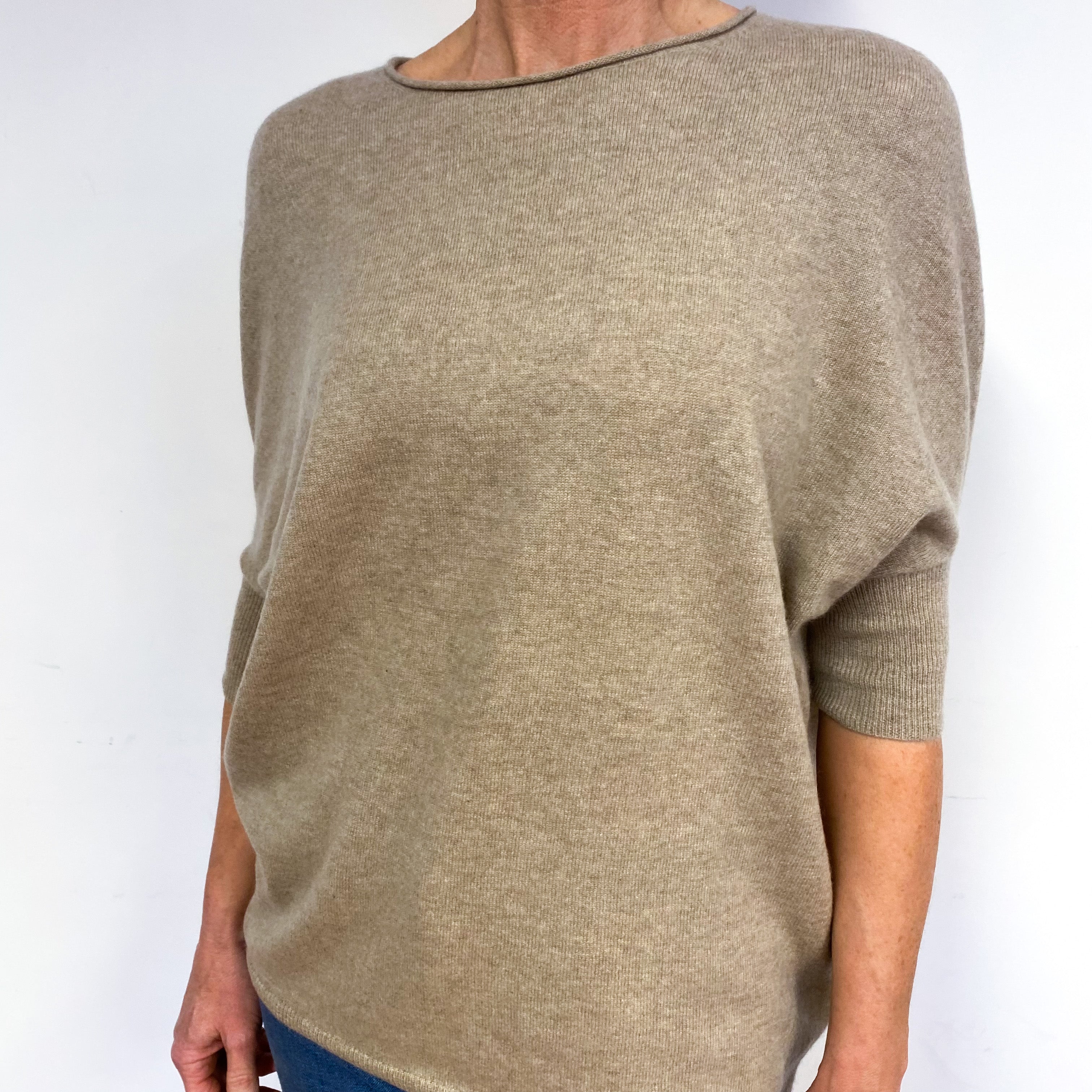 Biscuit Brown Cashmere Crew Neck Jumper Medium