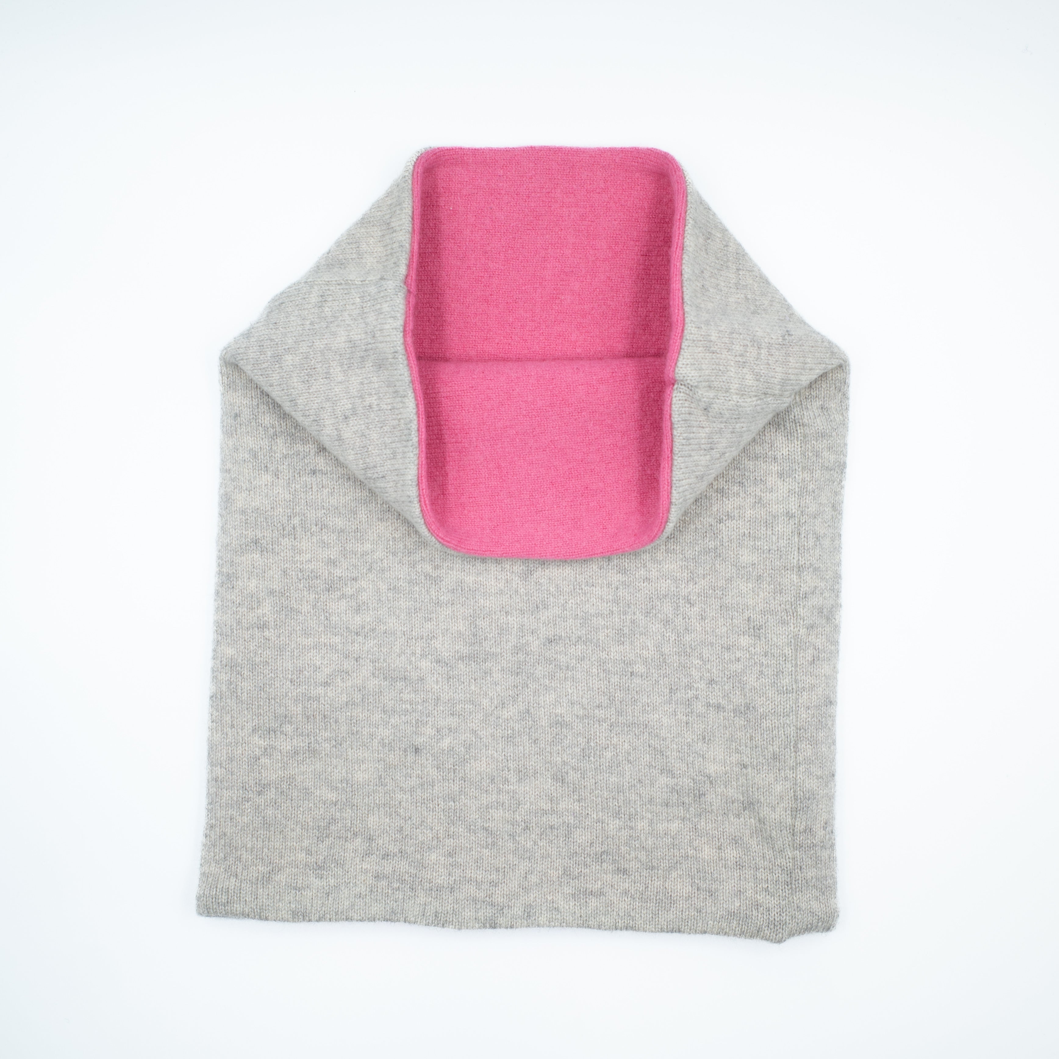 Ash Grey and Hot Pink Double Layered Snood