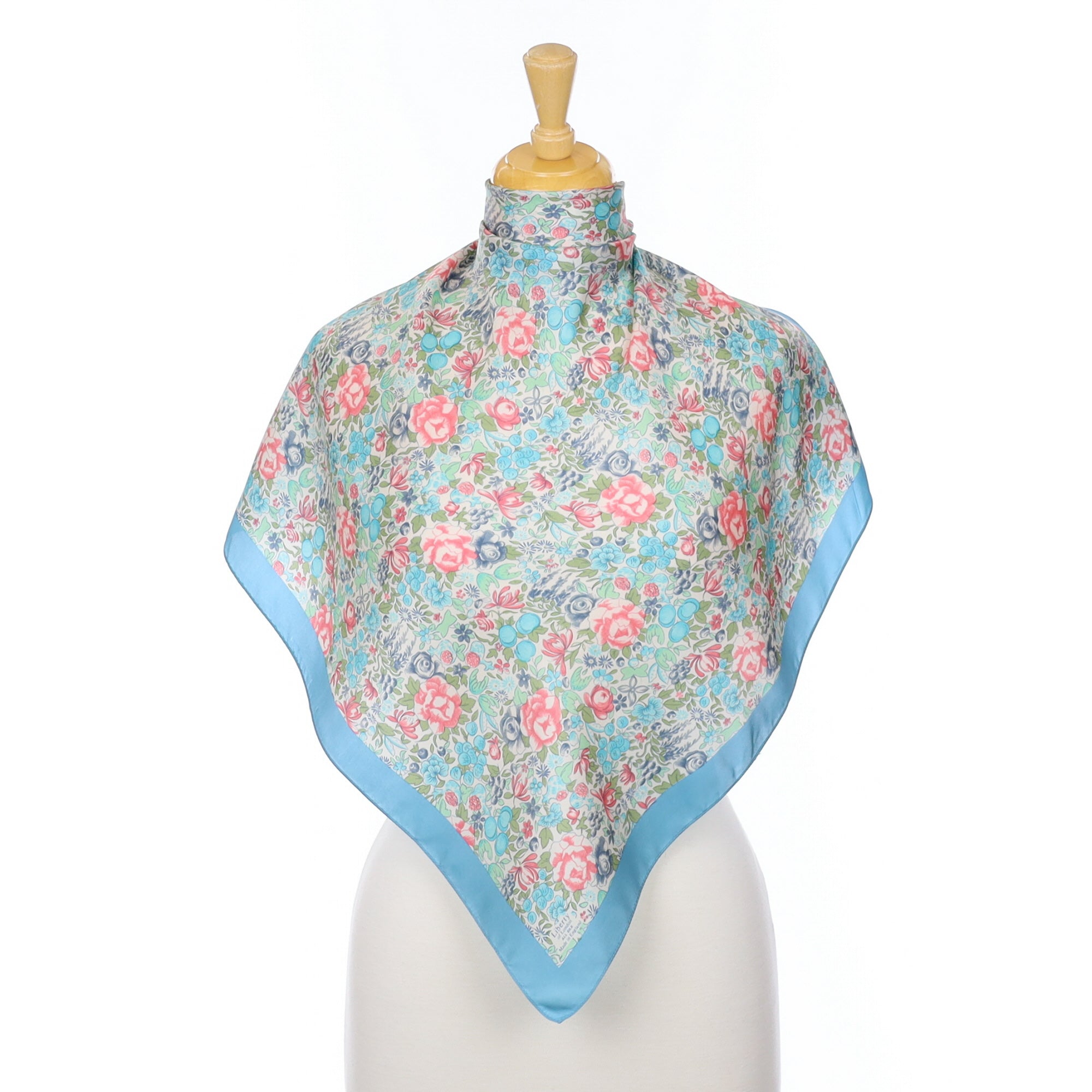 Liberty Pink and Blue Floral Vintage Silk Scarf