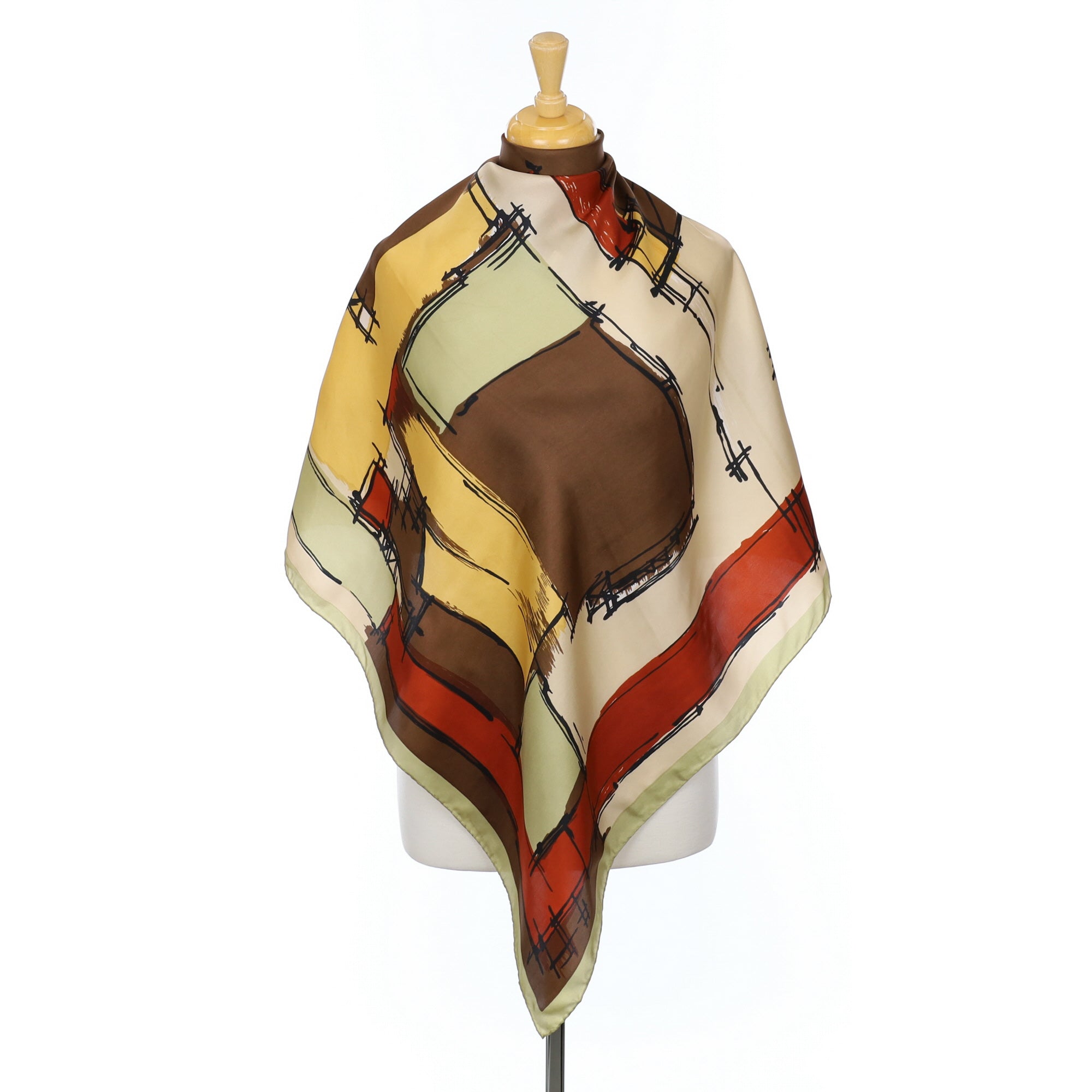 Block Colour Vintage Silk Scarf