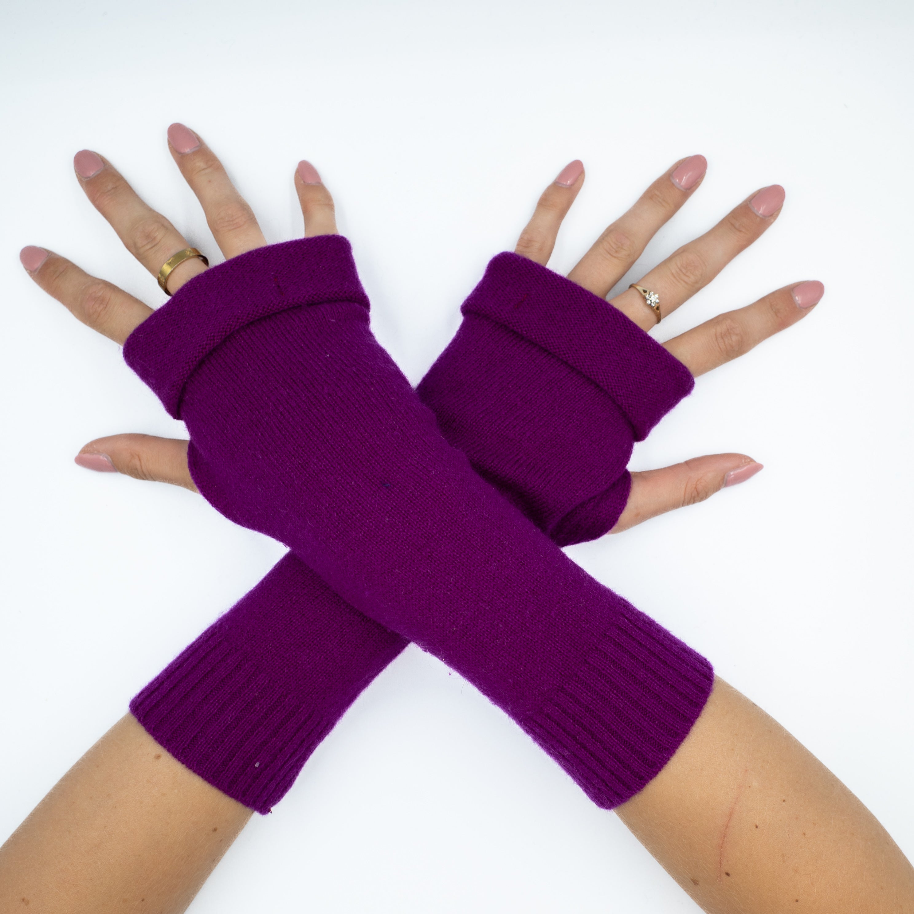 Carmine Pink Fingerless Gloves