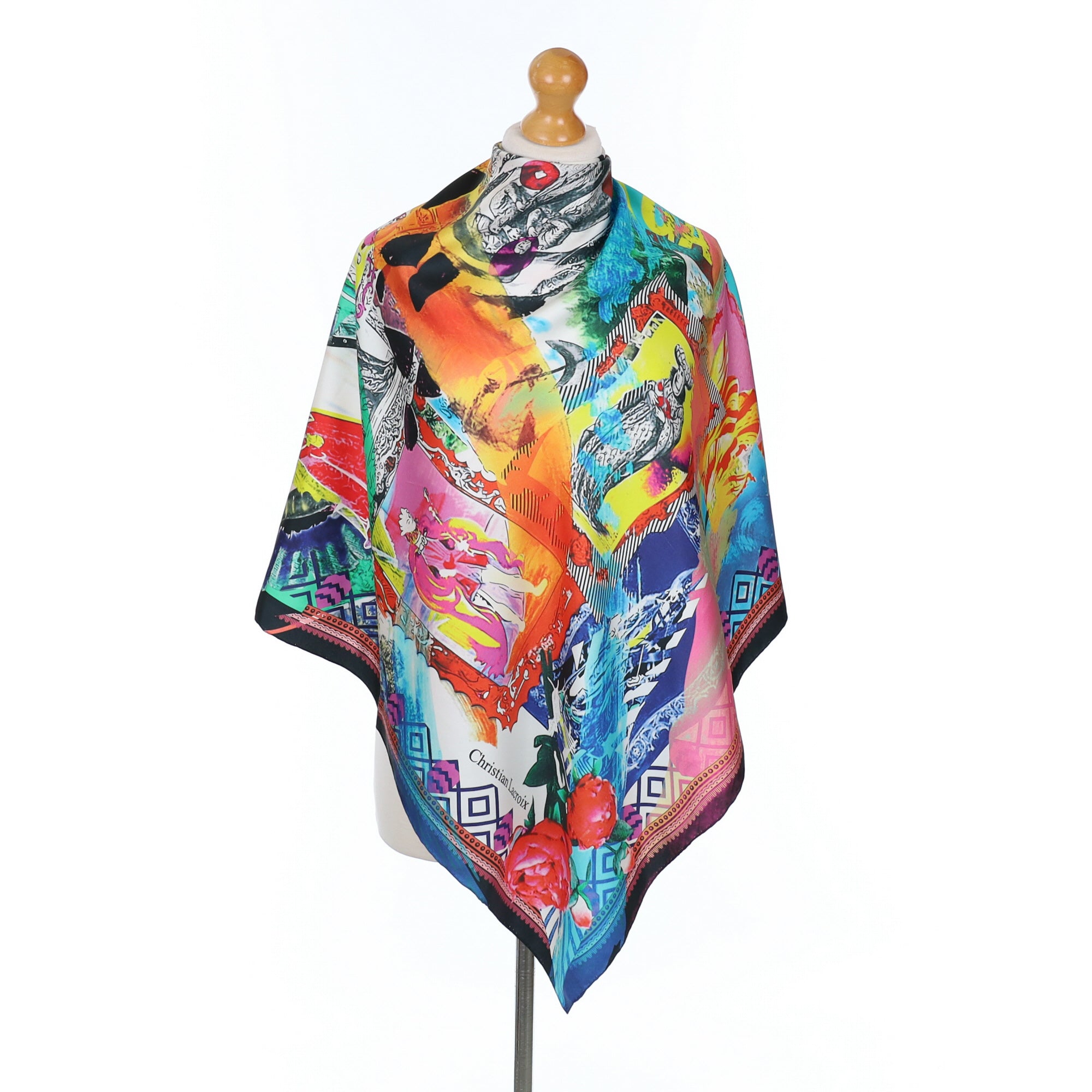 Christian Lacroix Colourful Abstract Silk Scarf