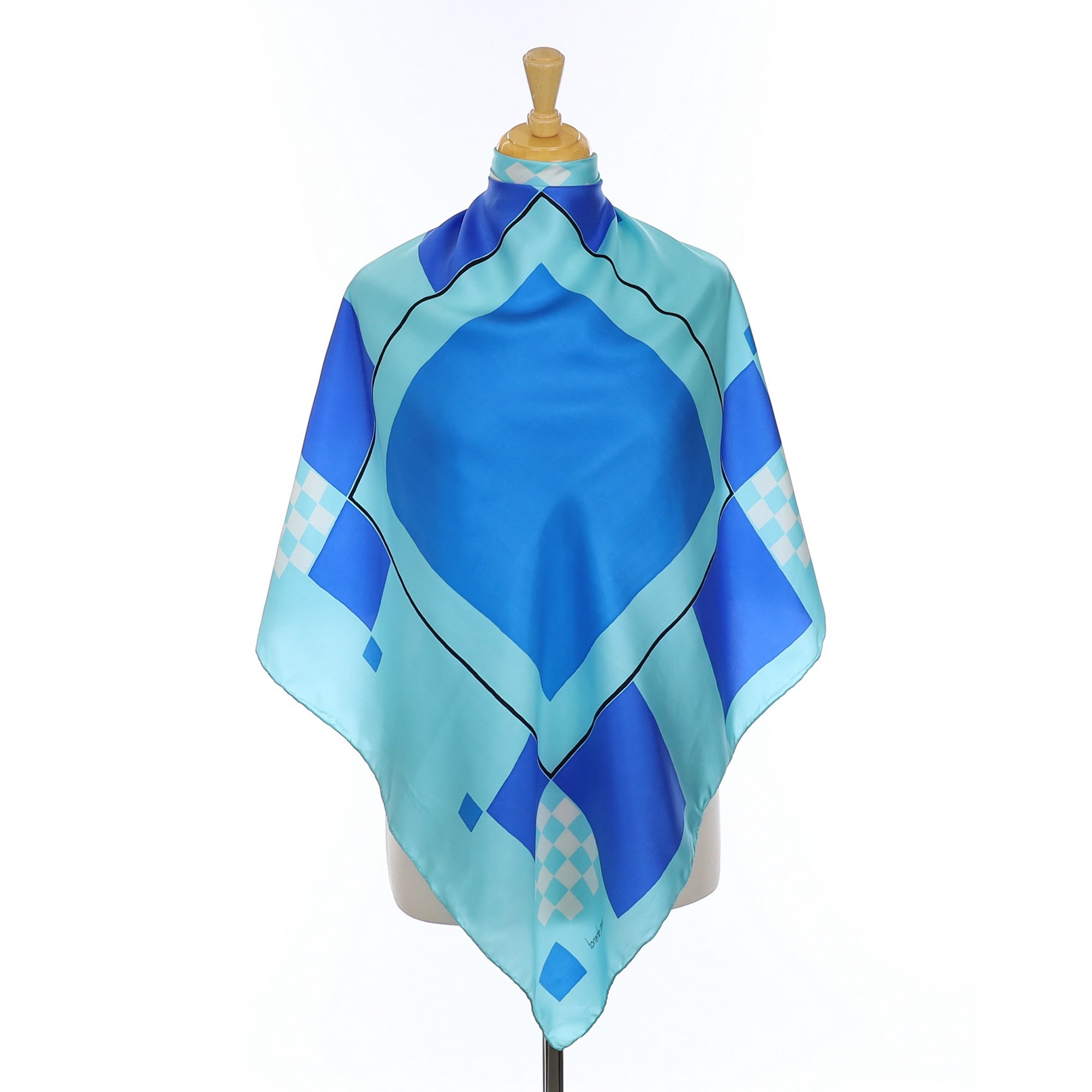 Torrente Blue Check Vintage Silk Scarf