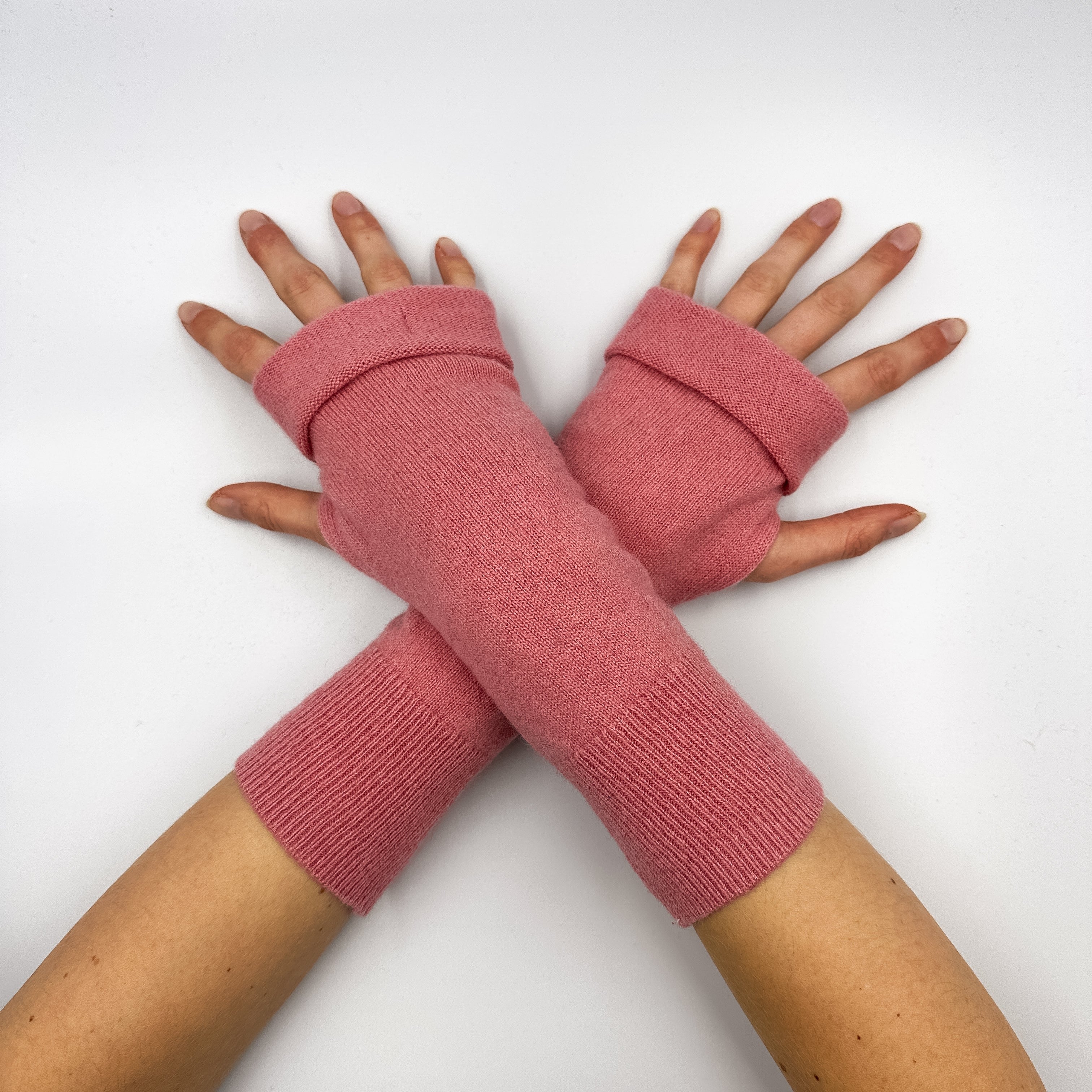 Rose Pink Fingerless Gloves