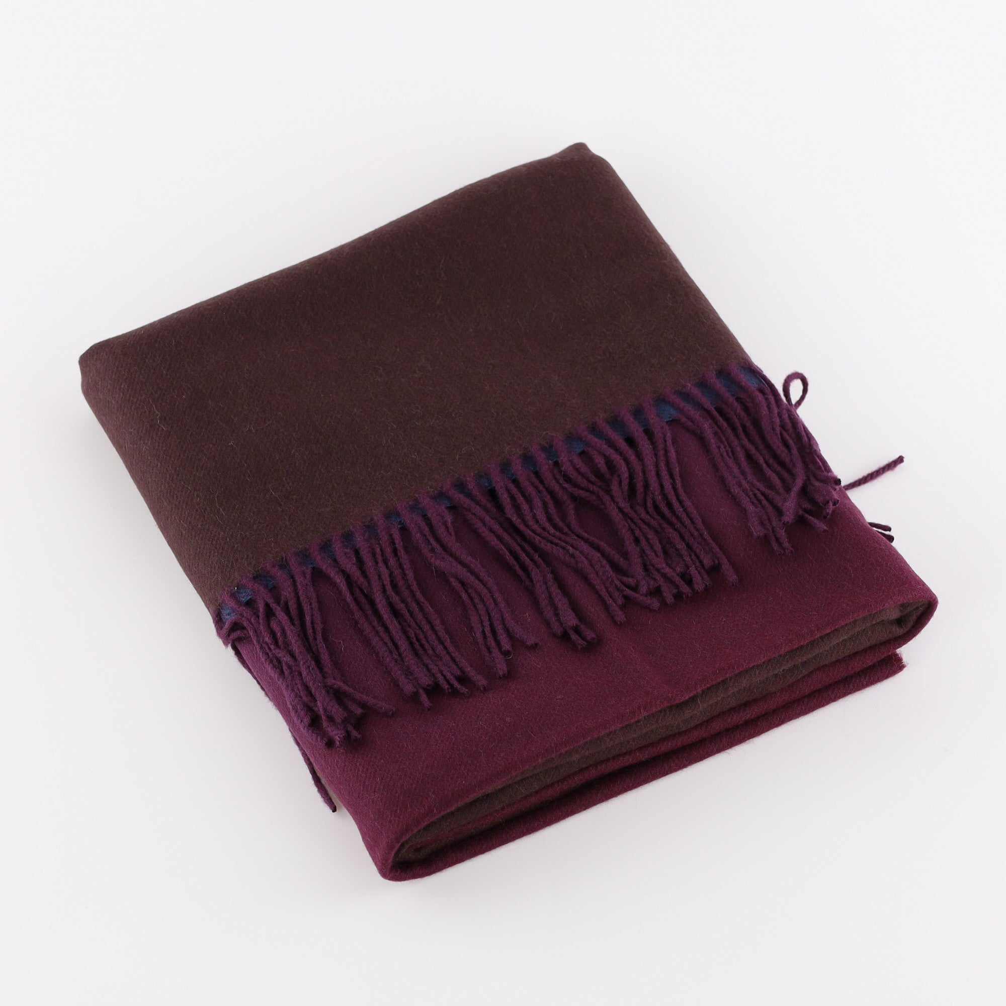 Brand New Scottish Mulberry and Petrol Blue Ombré Luxury Cashmere Stole