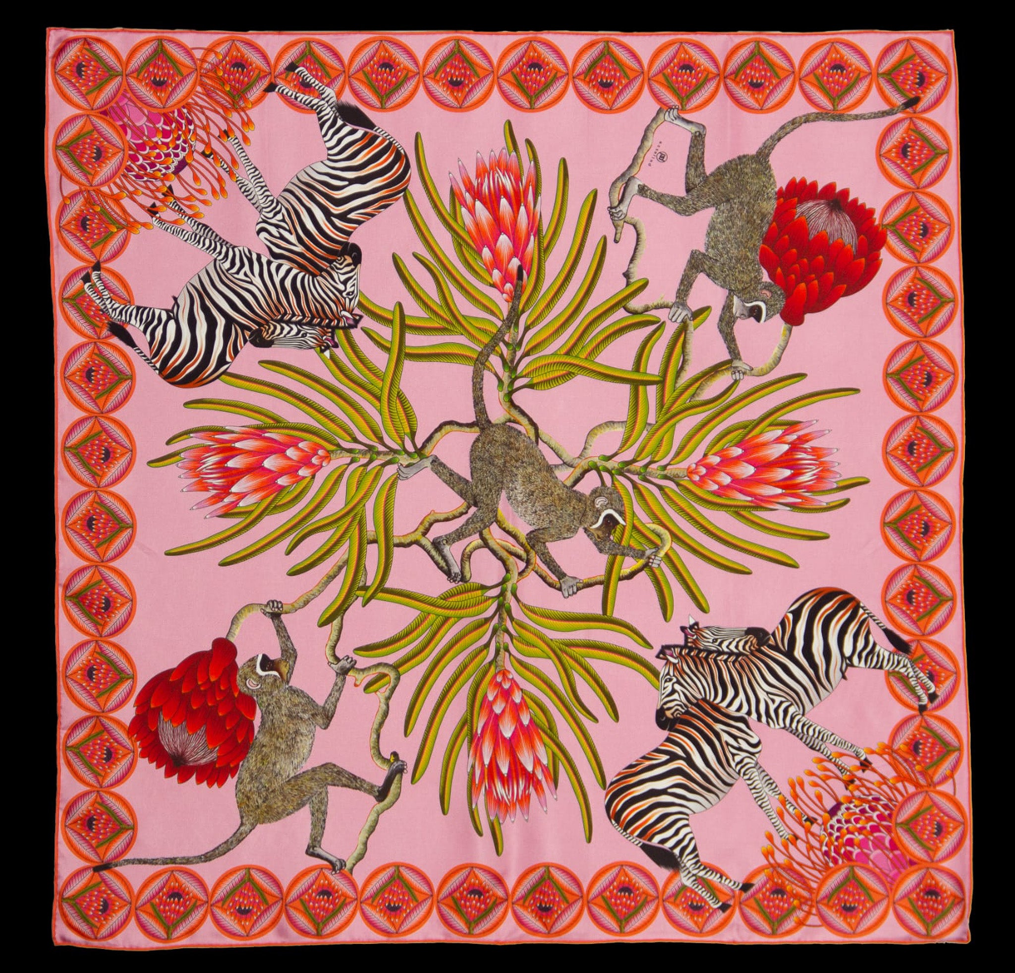 Brand New Bellezza Two Tone Pink Zebra Safari Double Faced Silk Scarf