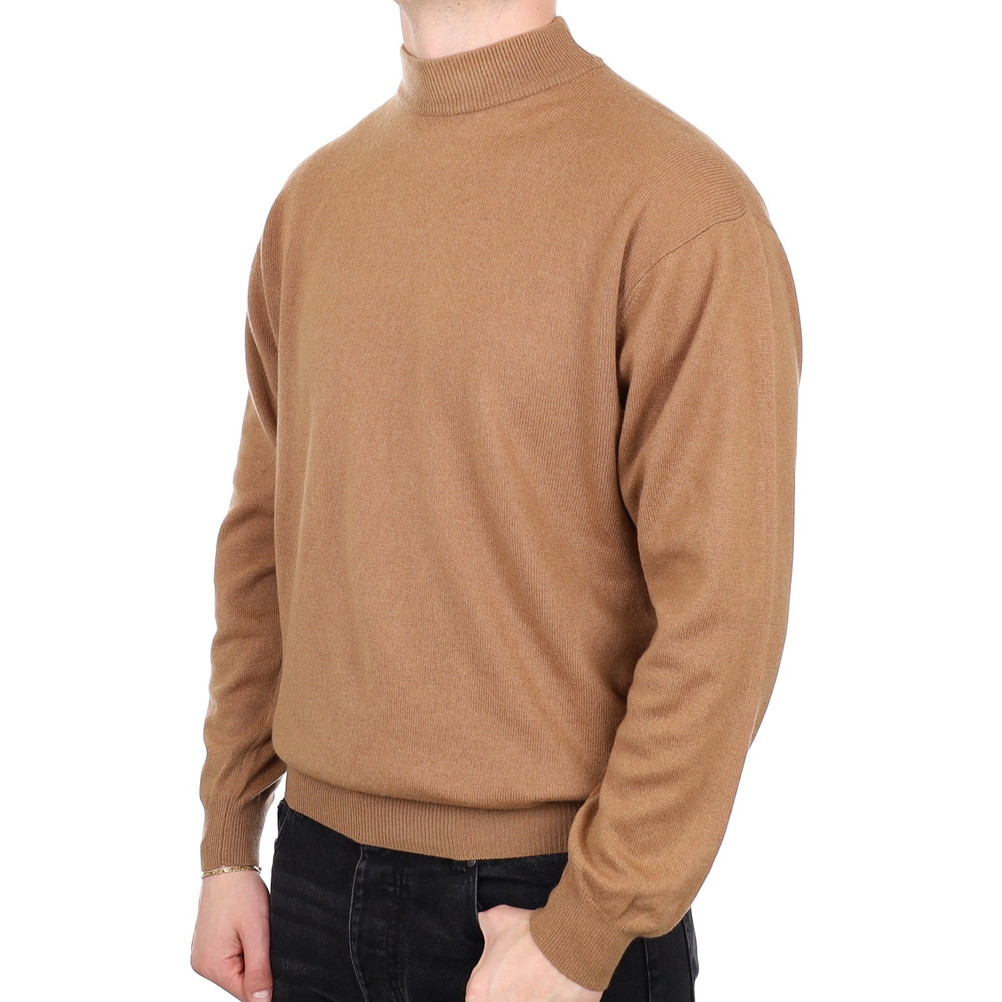 Men's Toffee Brown Cashmere Turtle Neck Jumper XXL