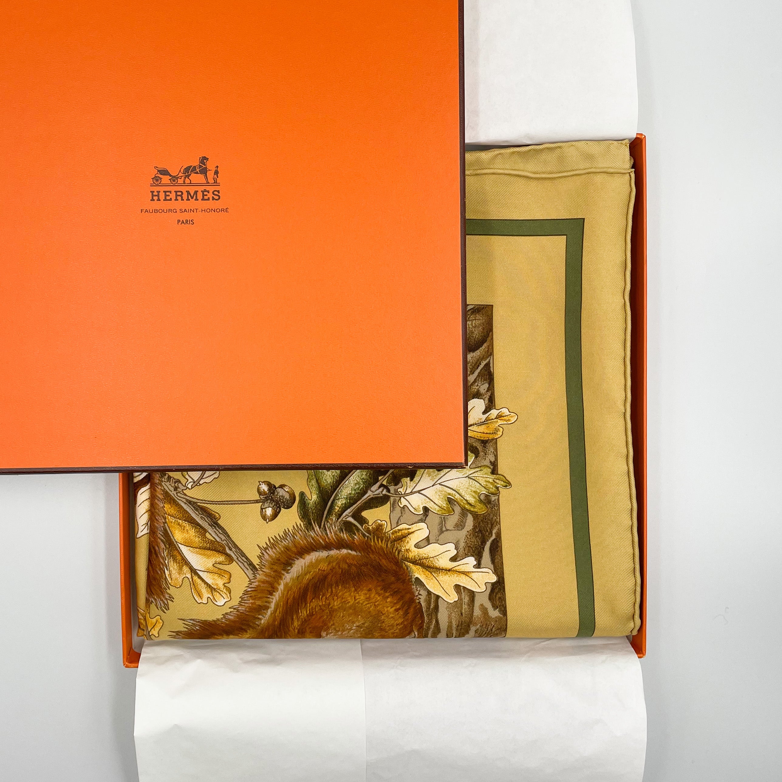 Boxed Hermes Casse Noisette Designer Silk Scarf