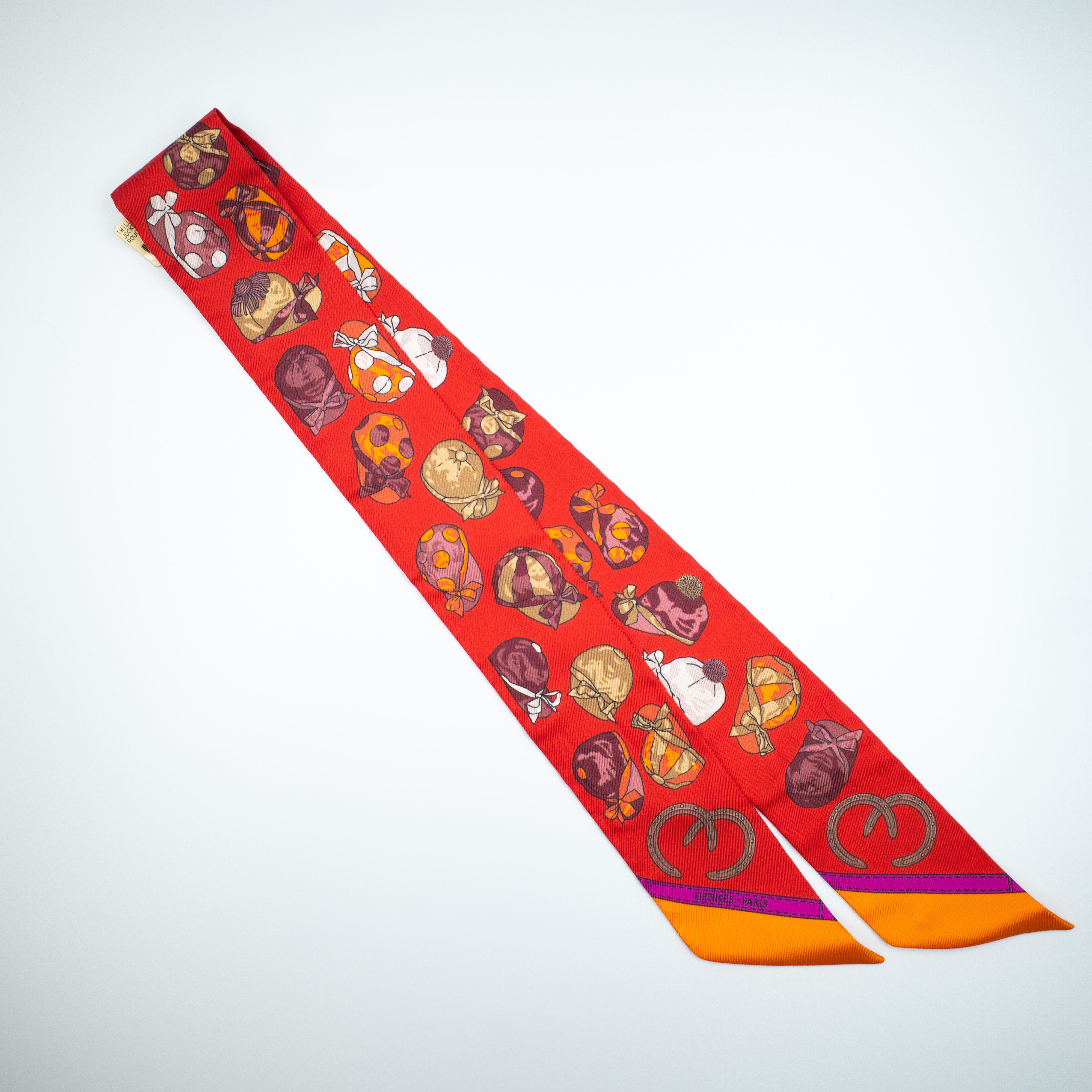 Brand New Boxed Hermes Twilly Jockey Designer Silk Scarf