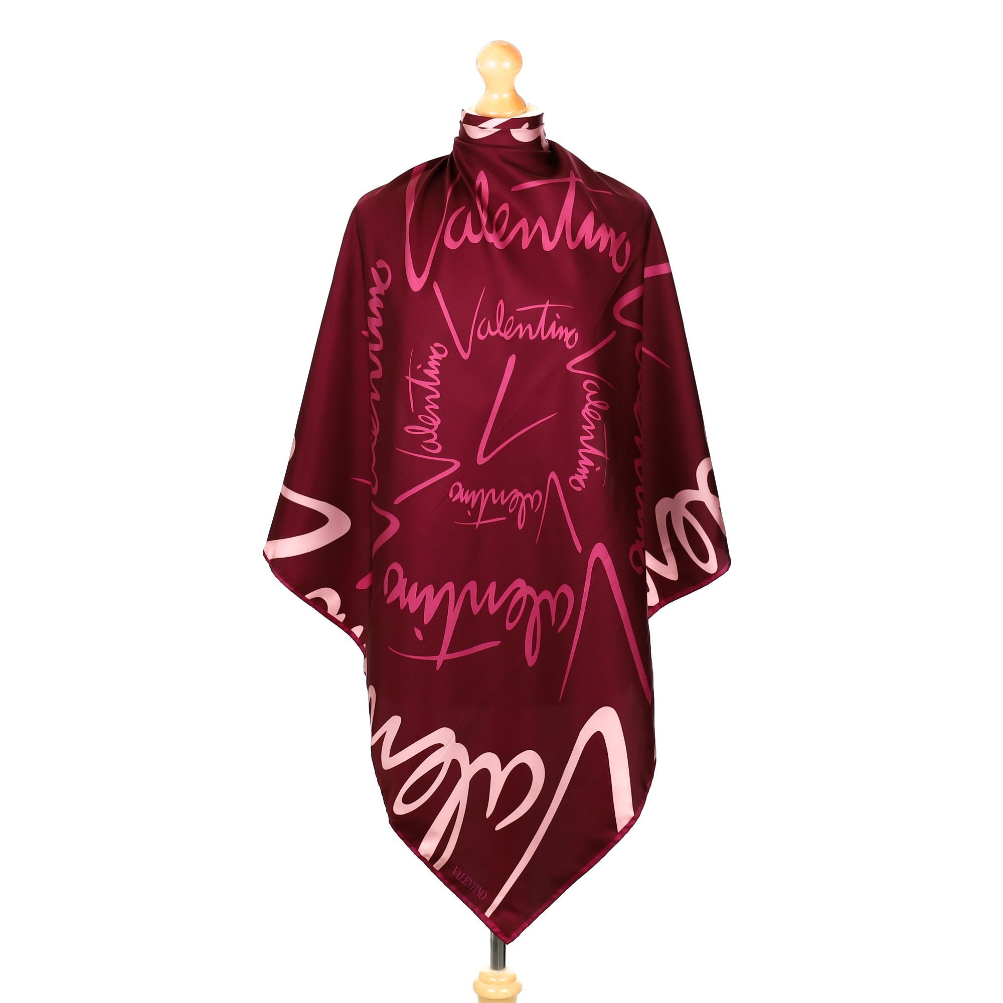 Valentino Pink Logo Silk Scarf