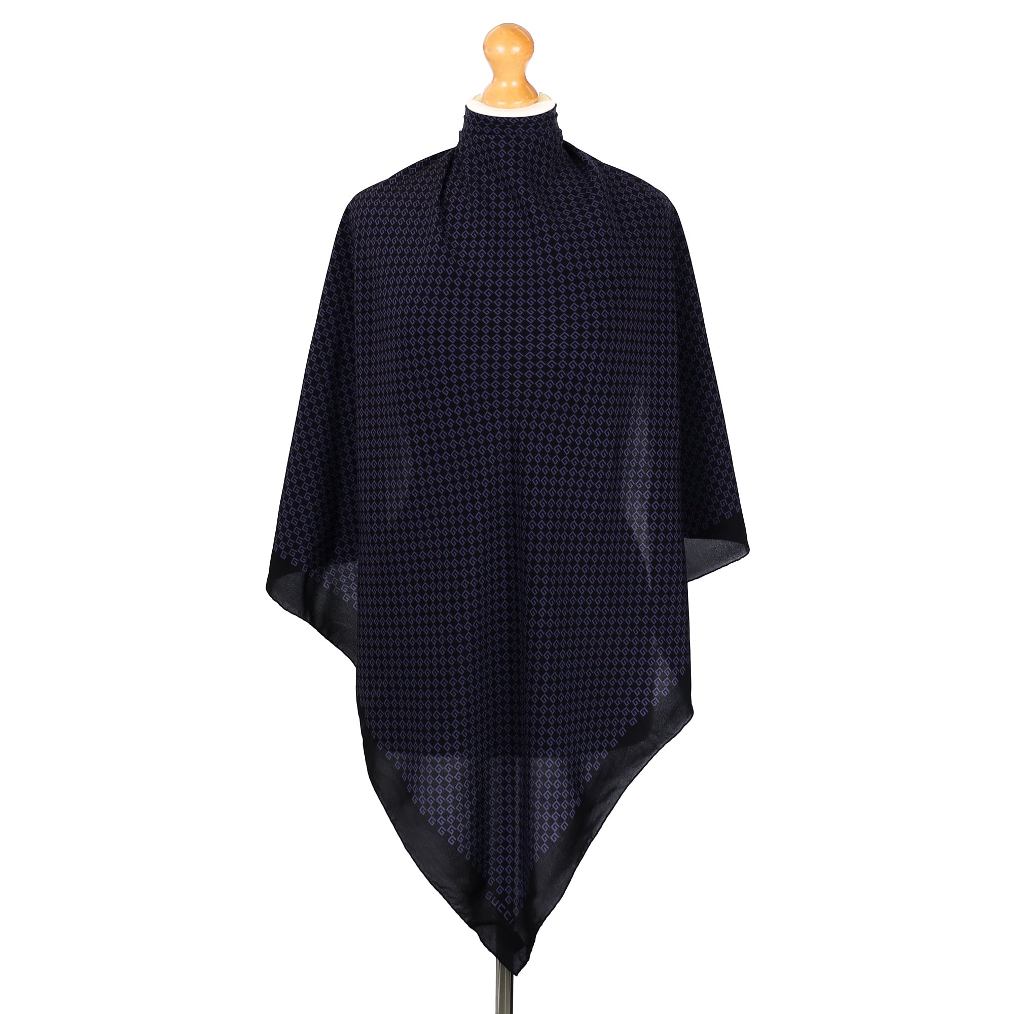 Gucci Black and Blue Patterned Silk Scarf