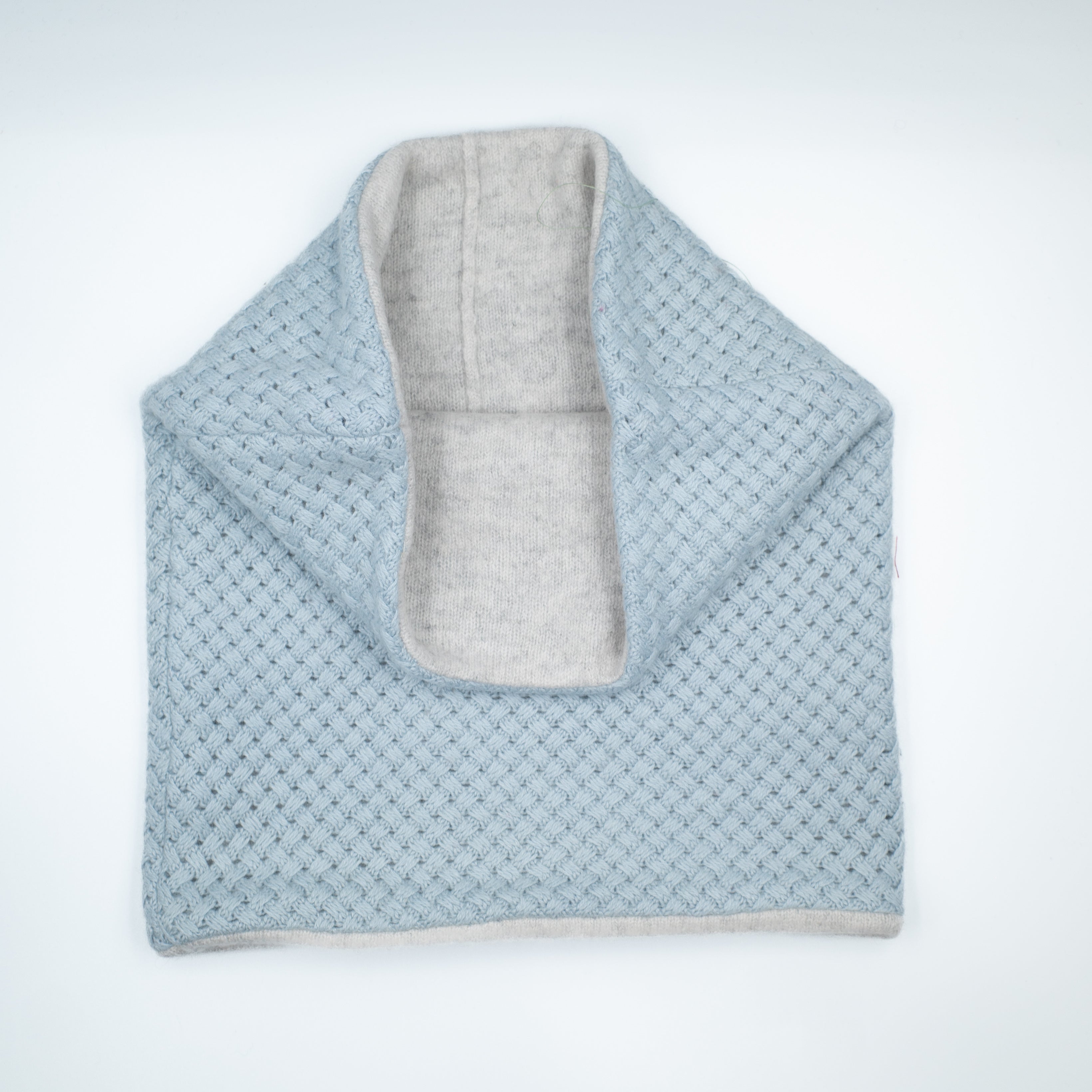 Pale Blue and Grey Textured Luxury Double Layered Snood