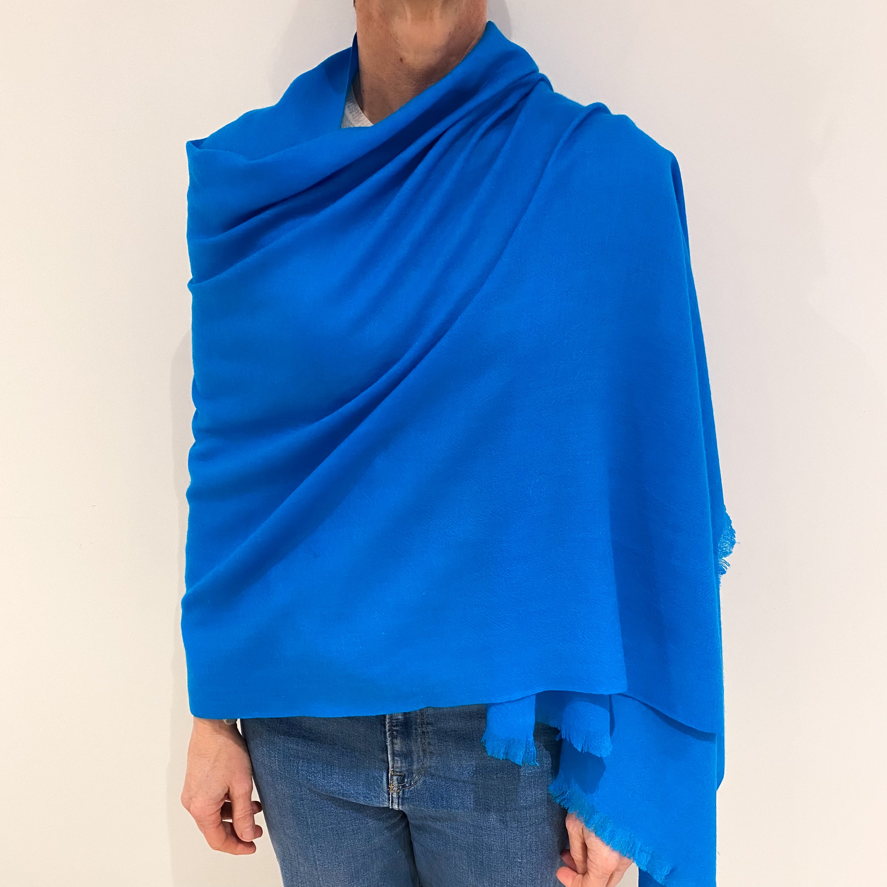 Brand New Ocean Blue Lightweight Cashmere Pashmina Scarf