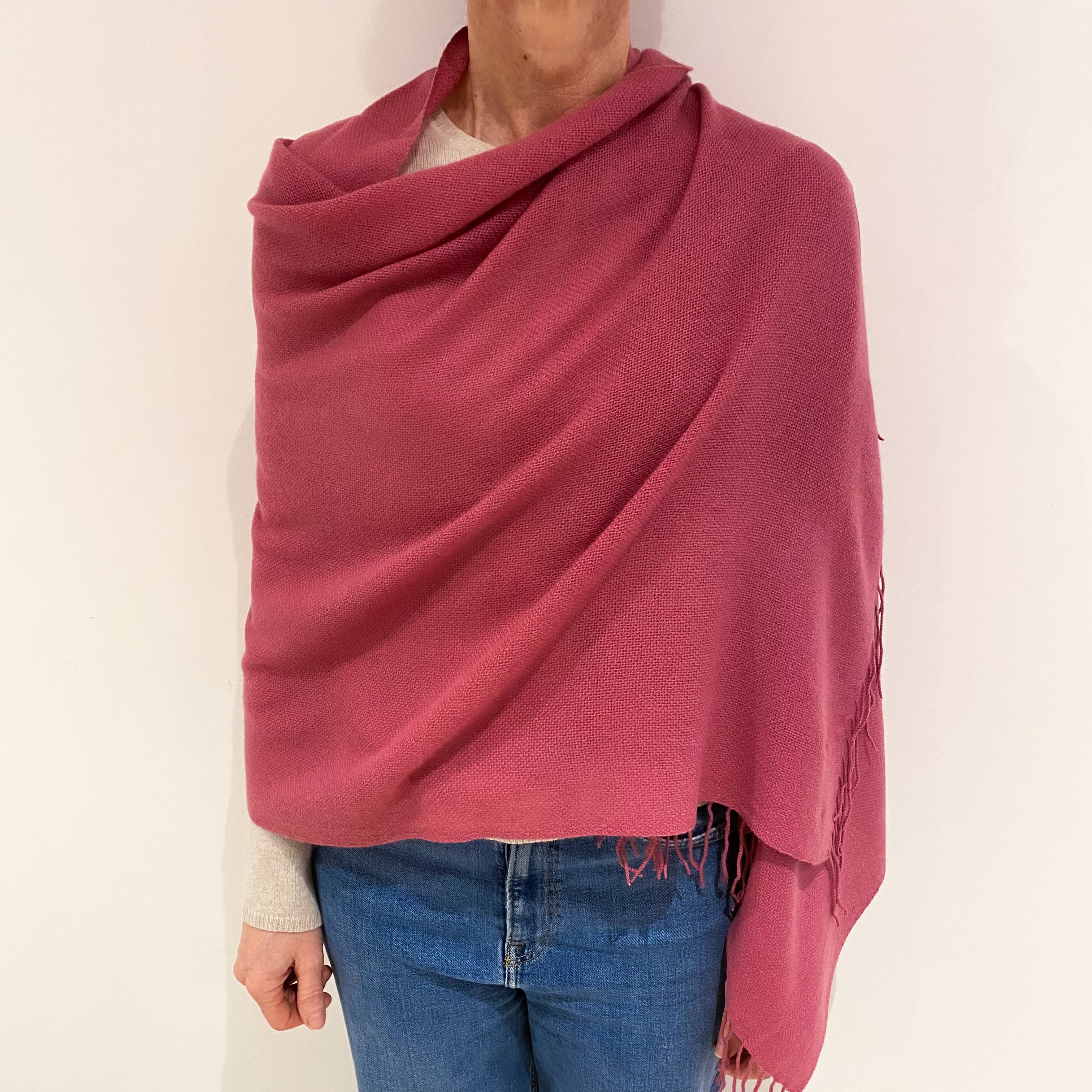 Brand New Dusty Rose Pink Lightweight Cashmere Pashmina Scarf