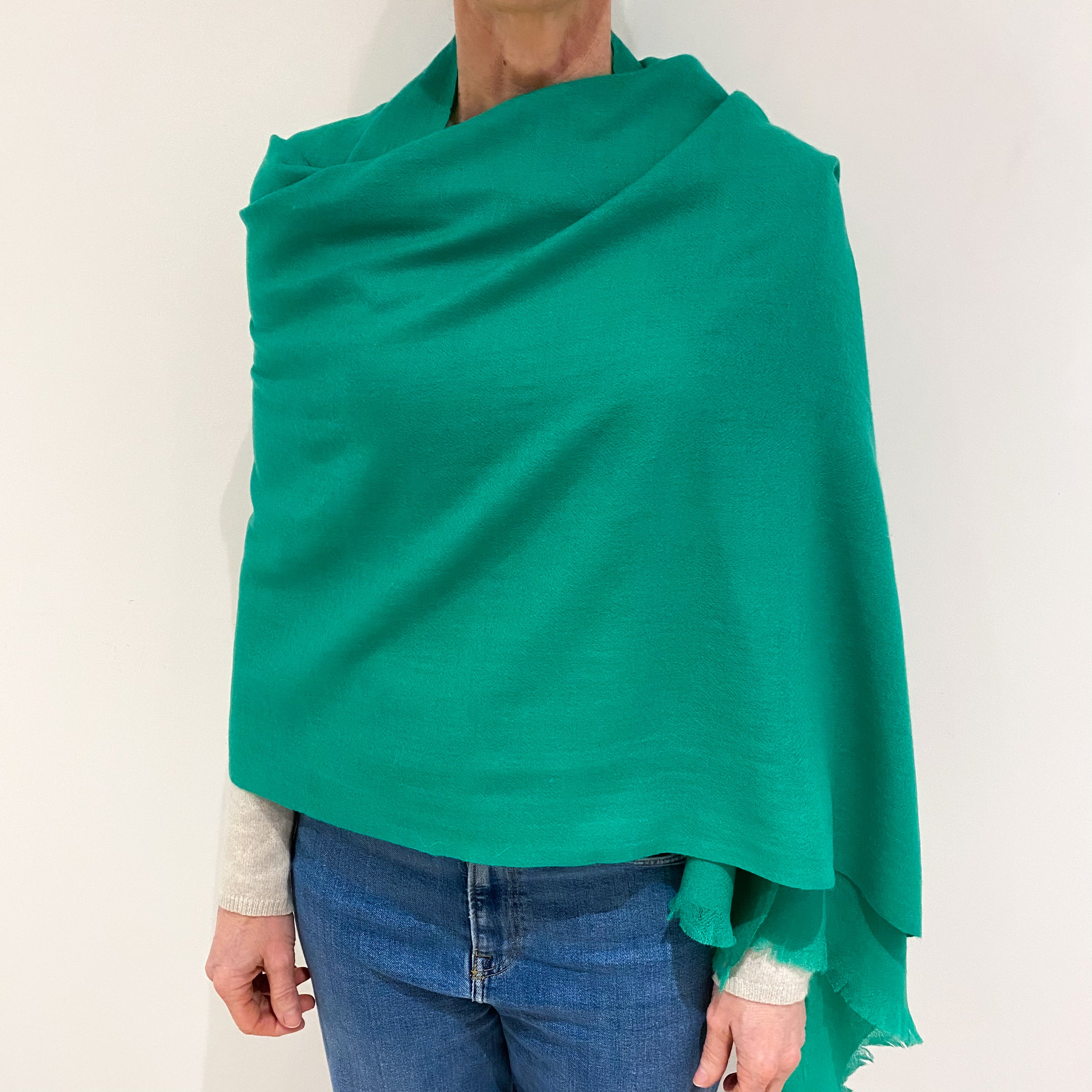 Brand New Jade Green Lightweight Cashmere Pashmina Scarf