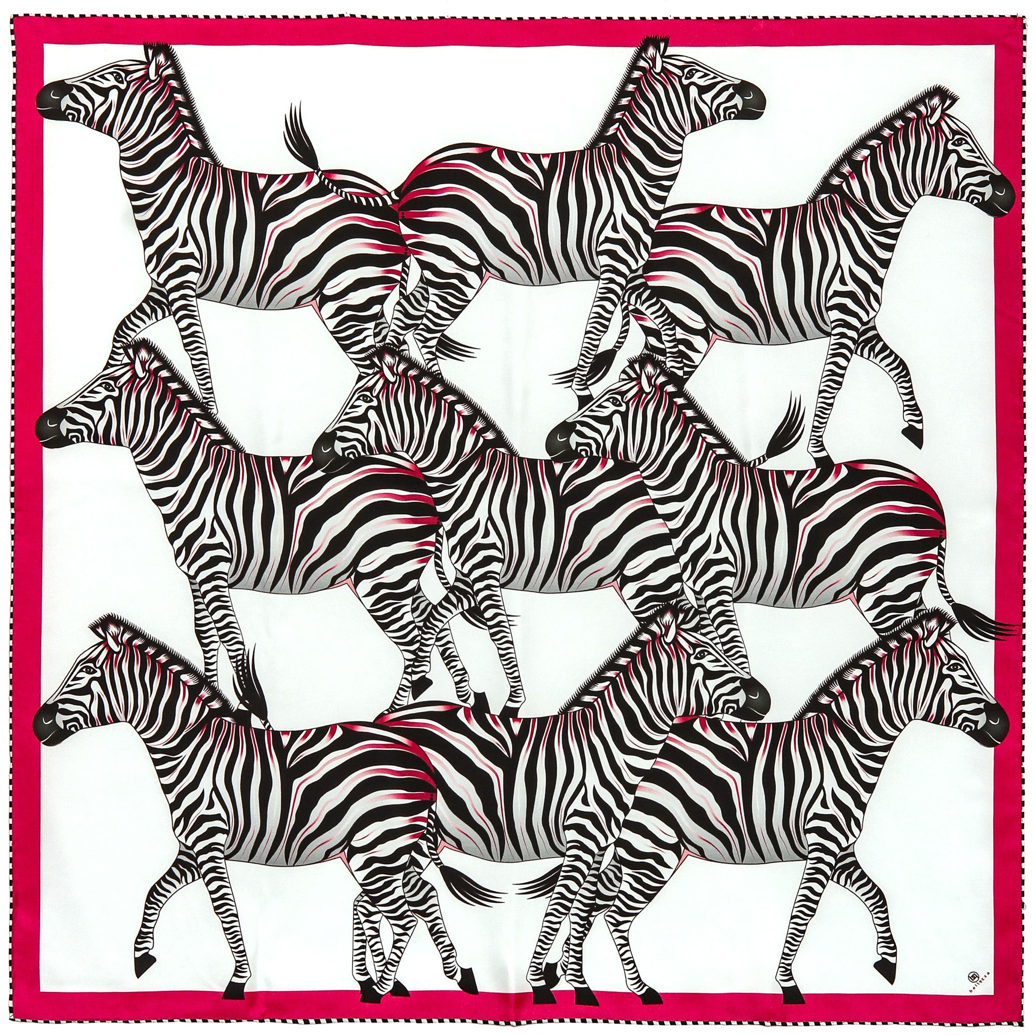 Brand New Bellezza Red & Pink Zebra Double Faced Silk Scarf
