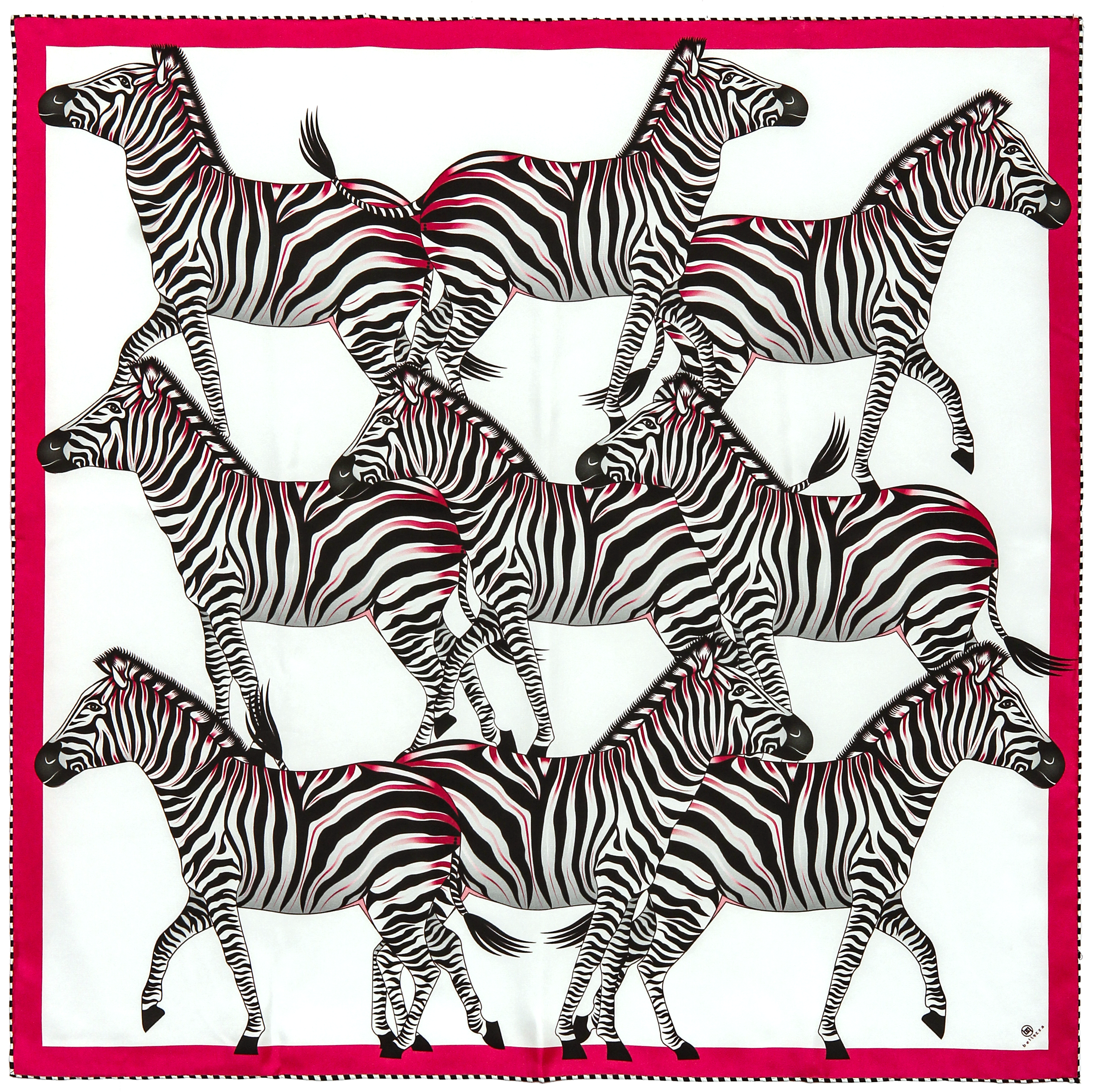 Brand New Bellezza Red & Pink Zebra Double Faced Silk Scarf Extra Large