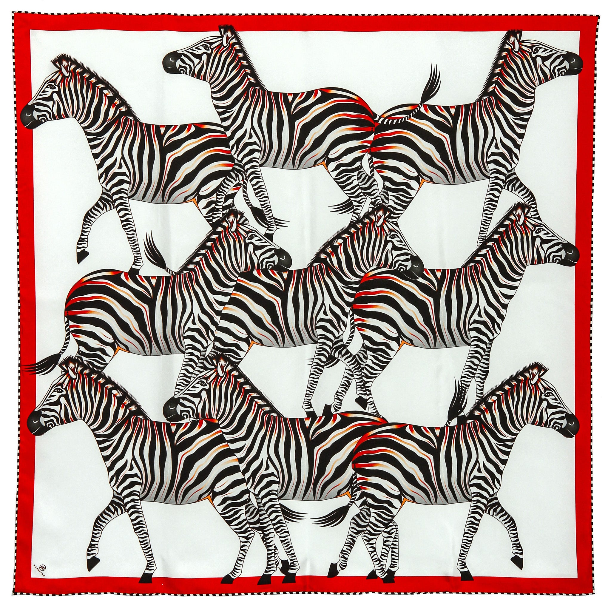 Brand New Bellezza Red & Pink Zebra Double Faced Silk Scarf