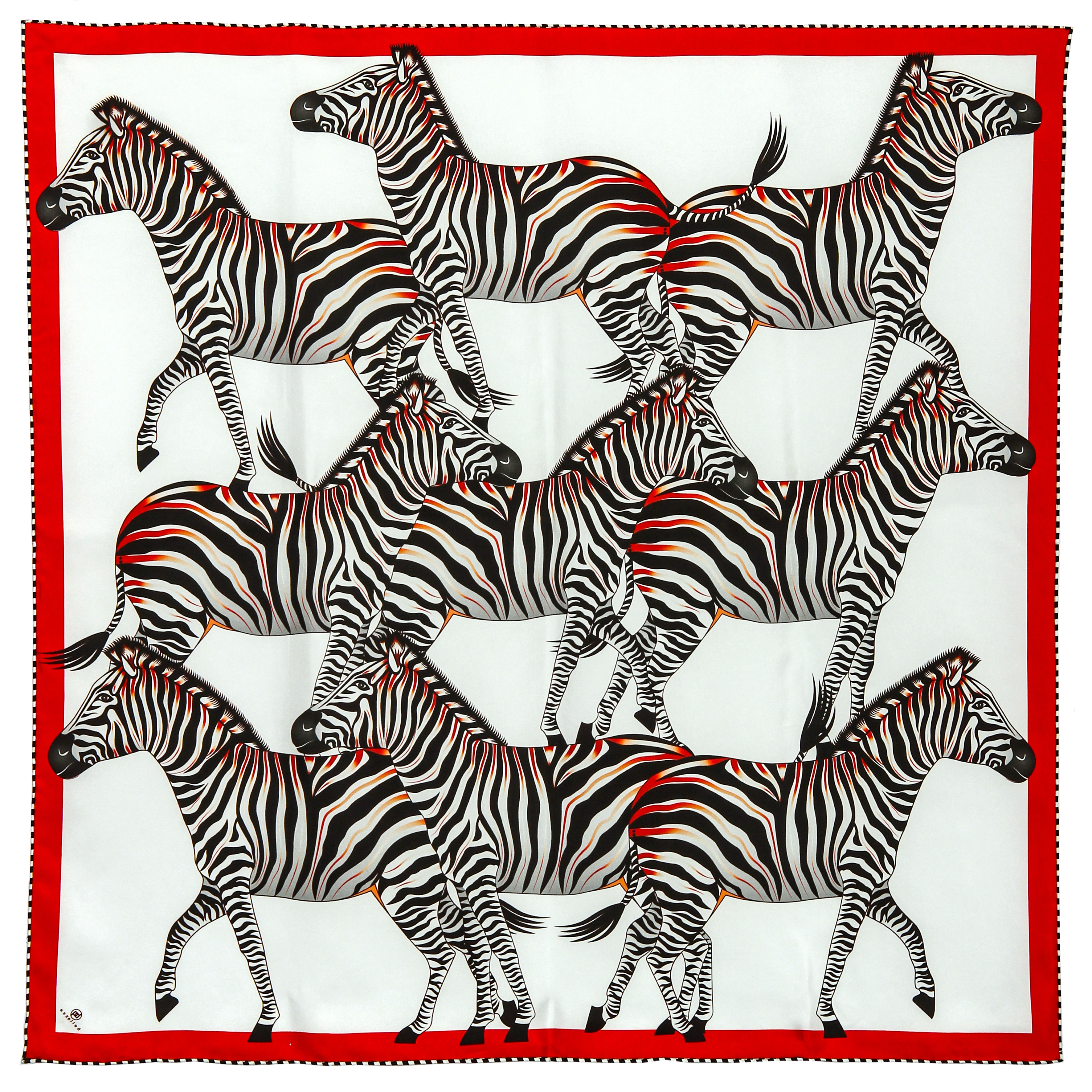 Brand New Bellezza Red & Pink Zebra Double Faced Silk Scarf Extra Large
