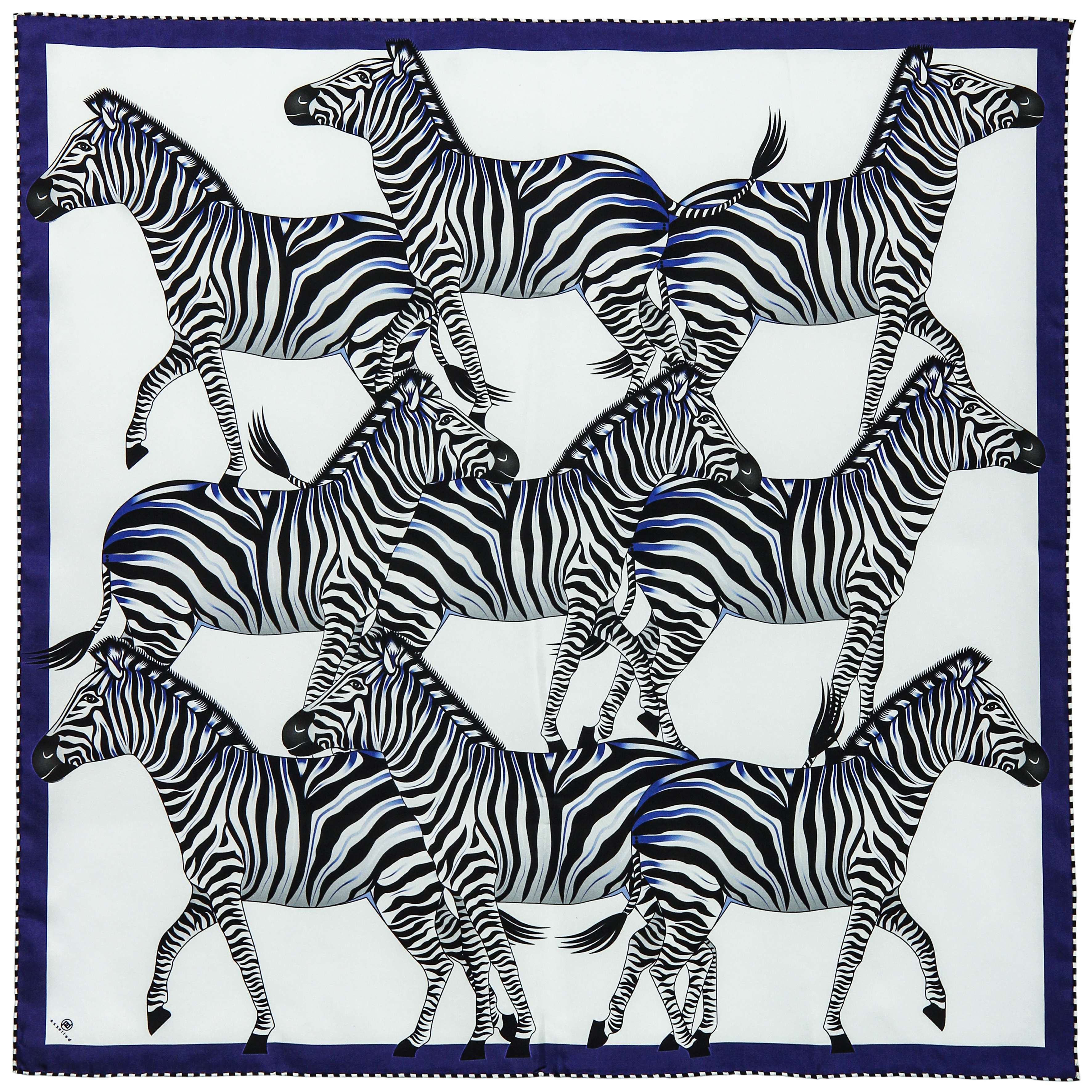 Brand New Bellezza Black & Purple Zebra Double Faced Silk Scarf