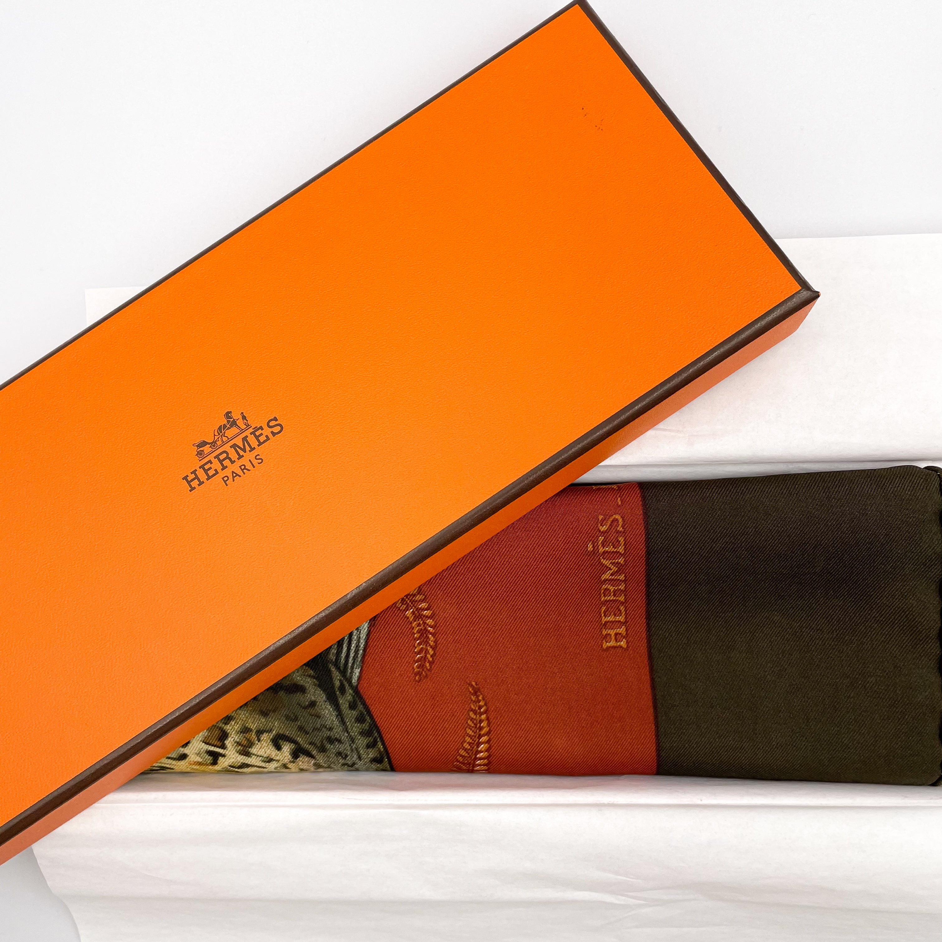 Boxed Hermes Game 1966 Rare Vintage Silk Scarf