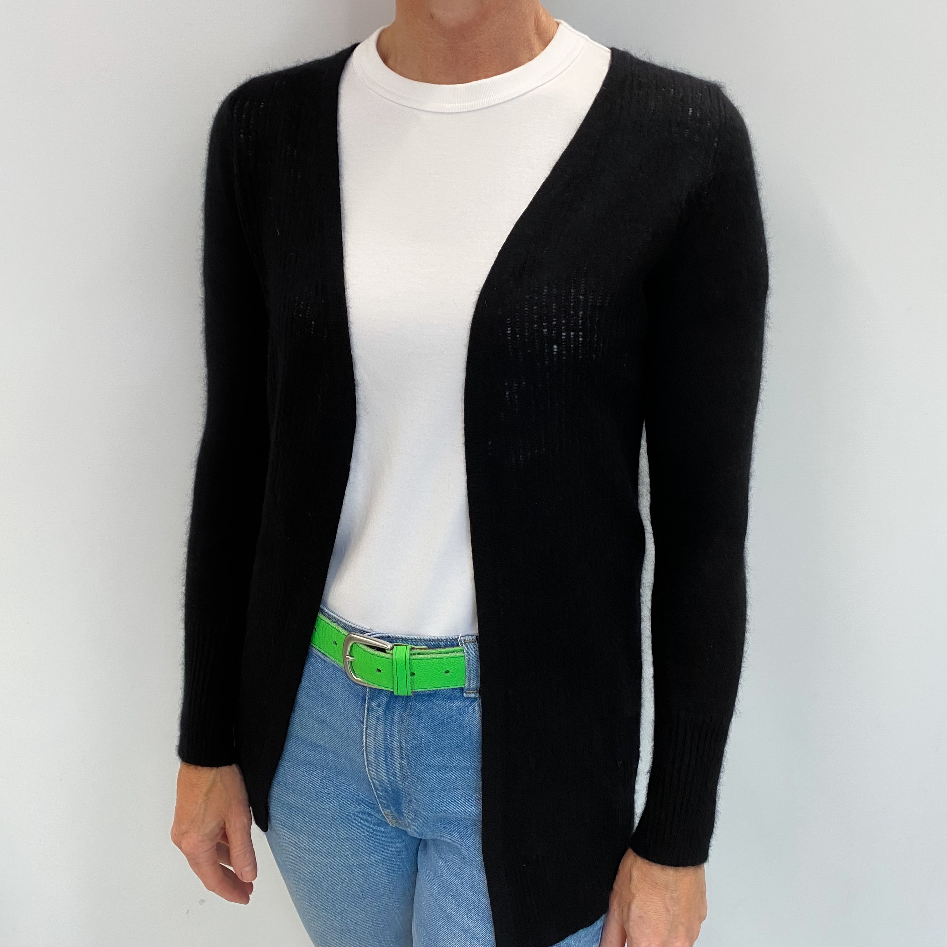 Black Cashmere Edge To Edge Cardigan Small