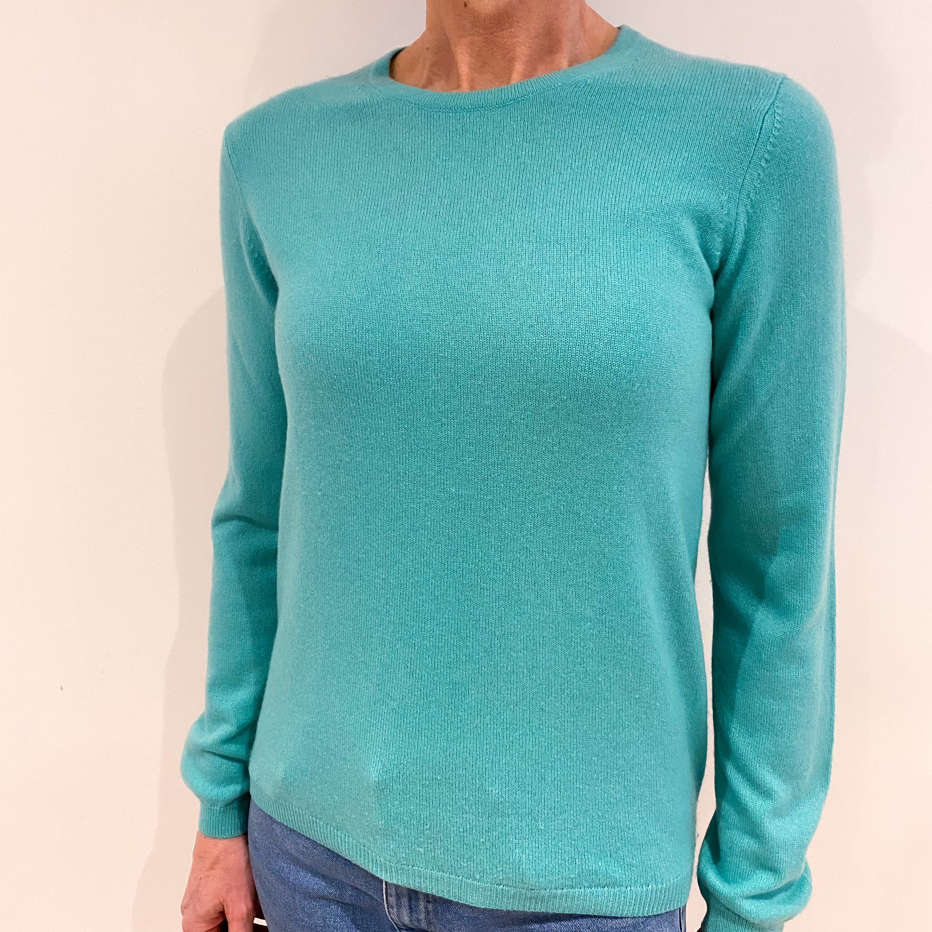 Aqua Green Cashmere Crew Neck Jumper Small