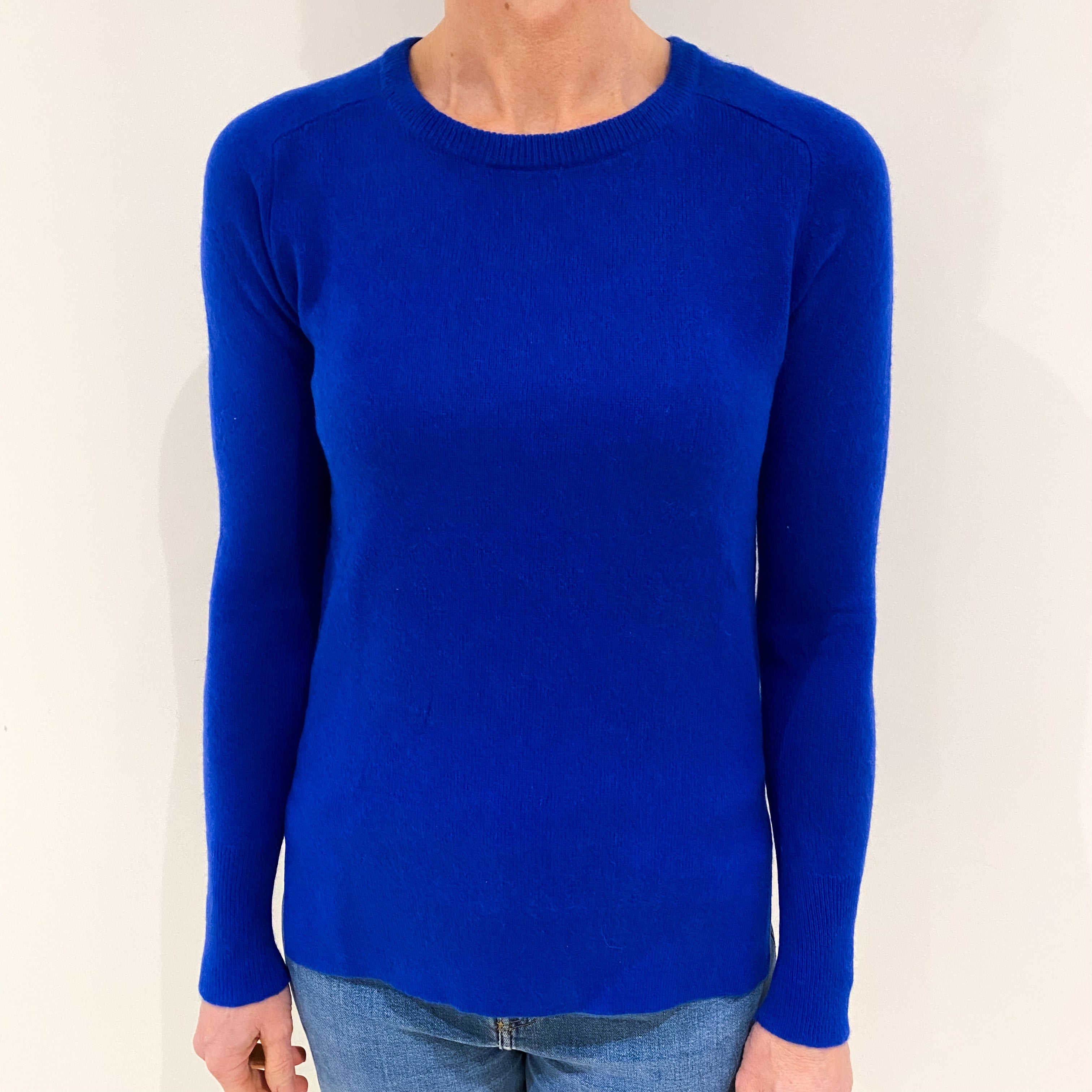 Cobalt Blue Cashmere Crew Neck Jumper Small
