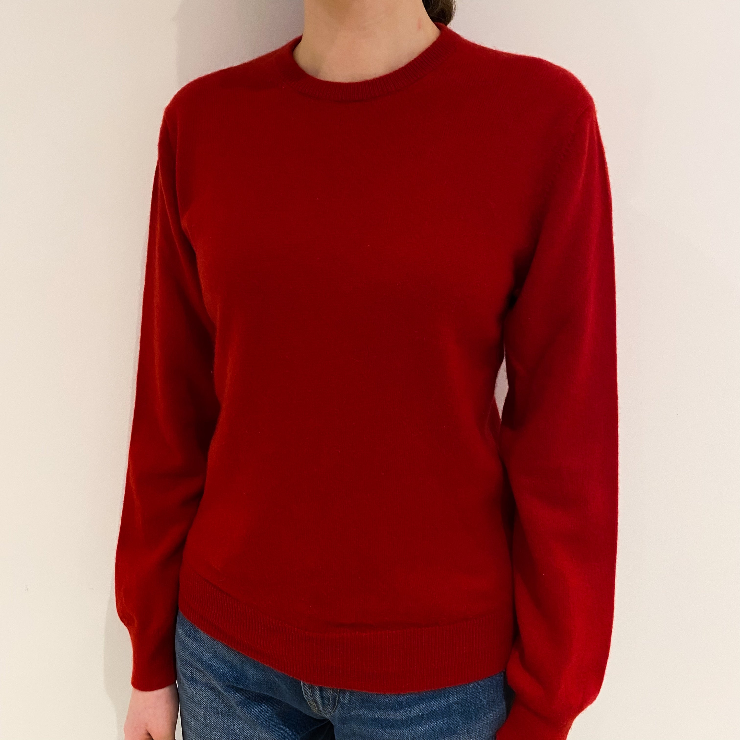 Post Box Red Cashmere Crew Neck Jumper Extra Small