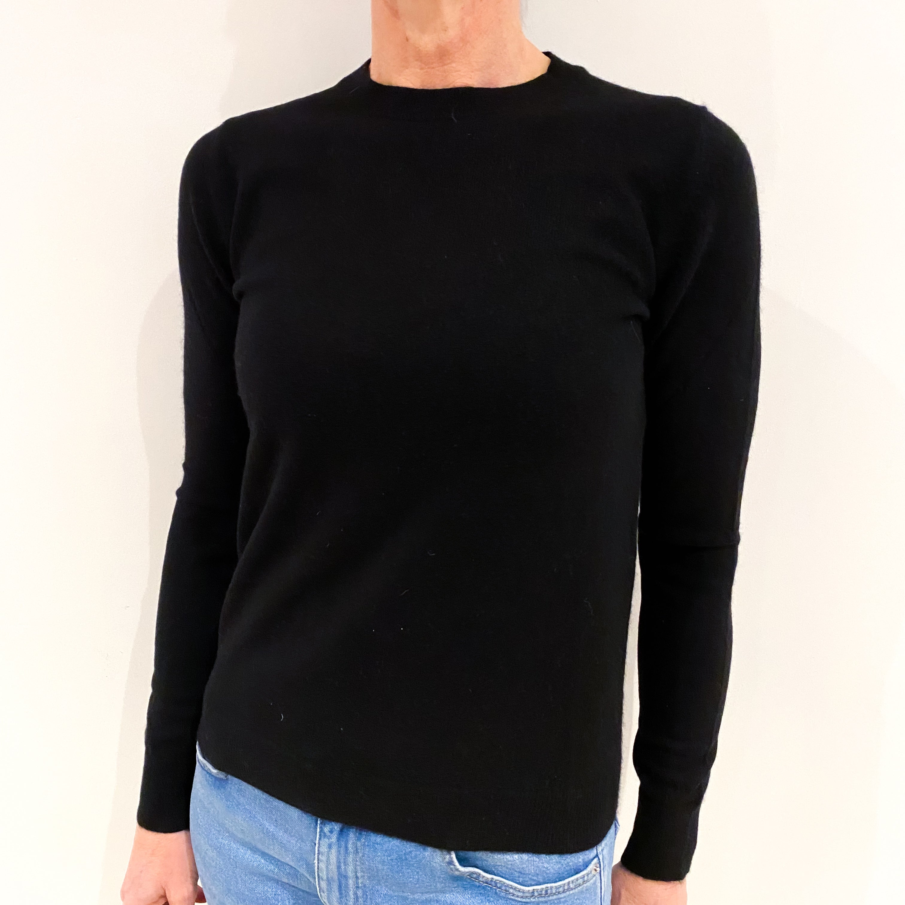 Black Cashmere Crew Neck Jumper Small