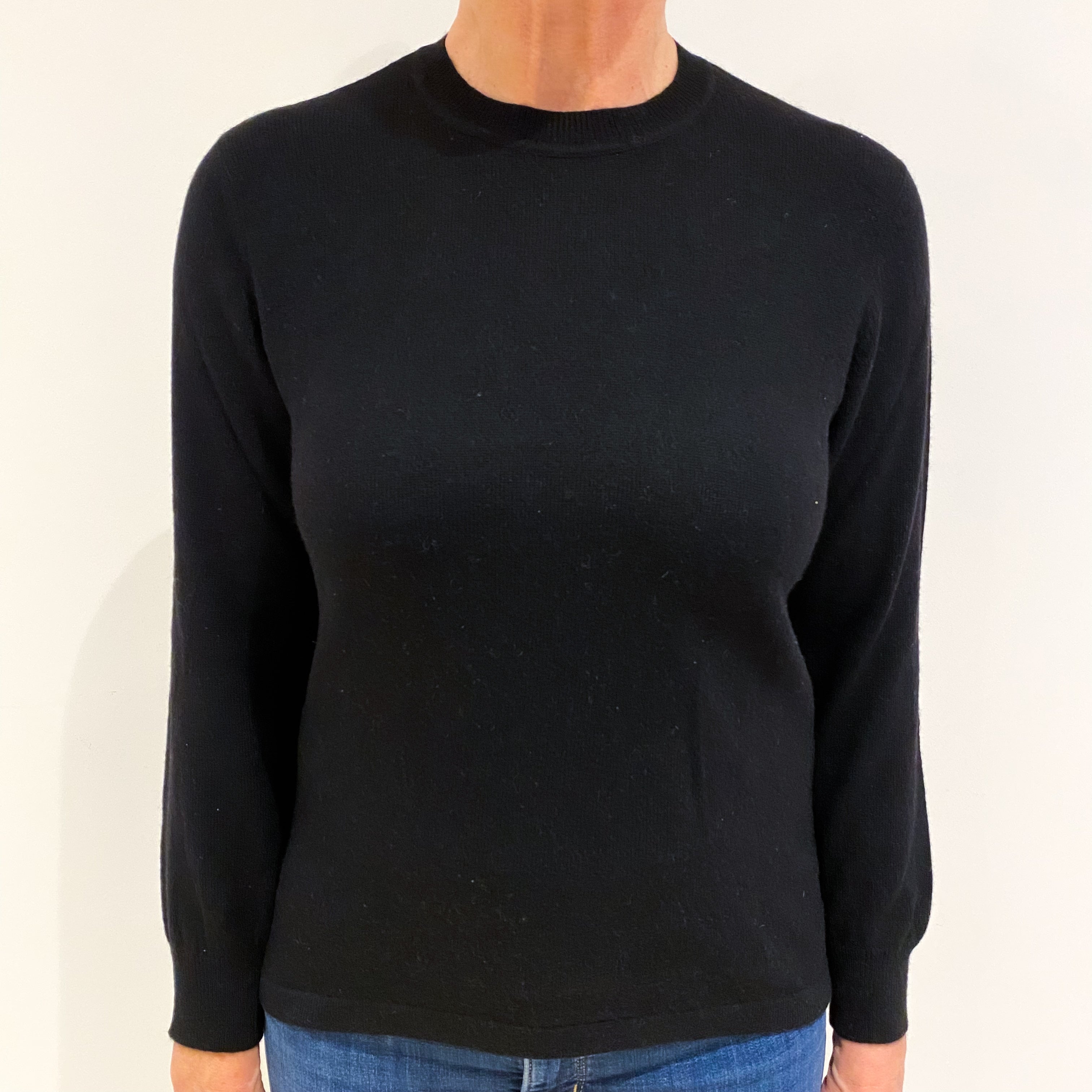 Black Cashmere Crew Neck Jumper Medium