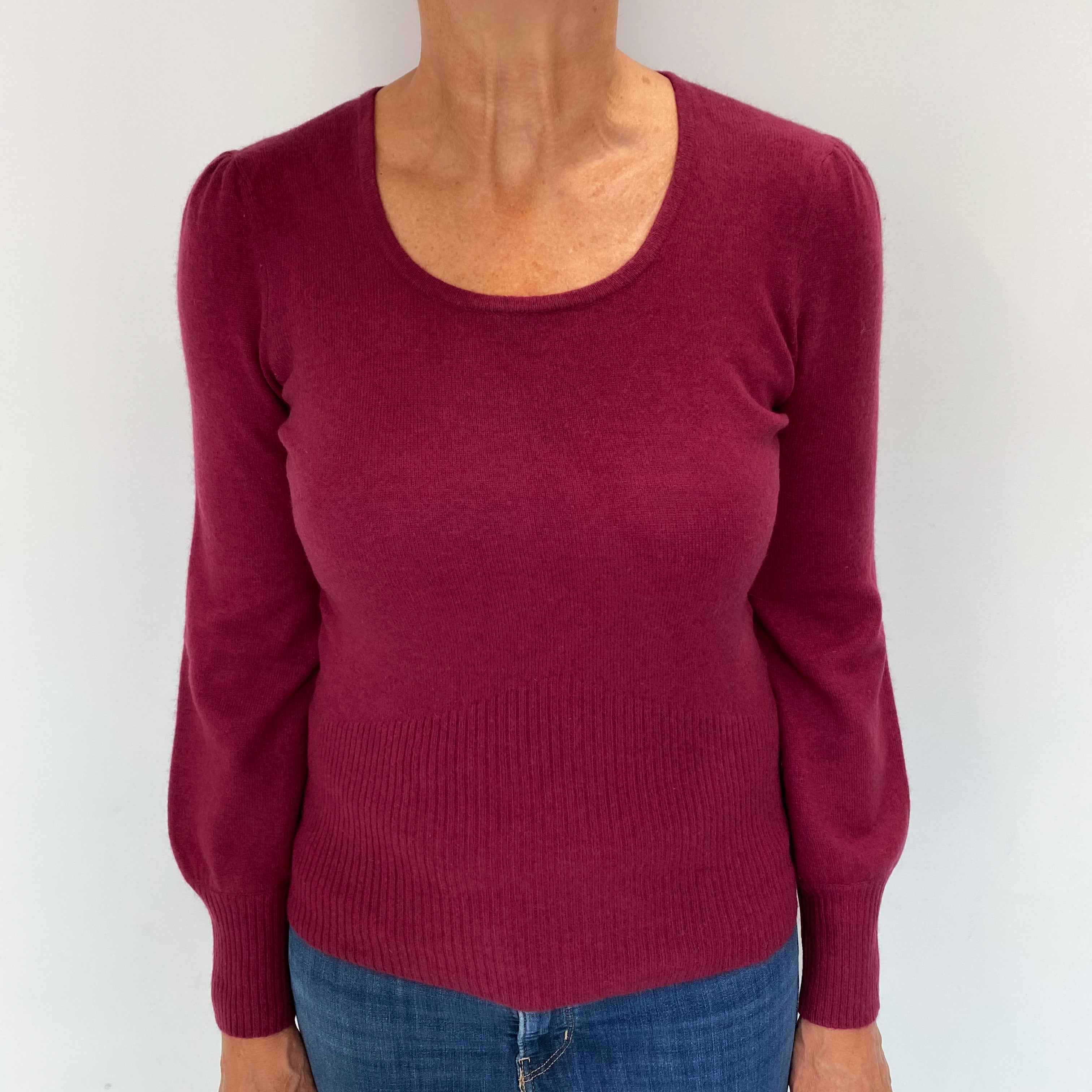 Burgundy Red Cashmere Scoop Neck Jumper Medium