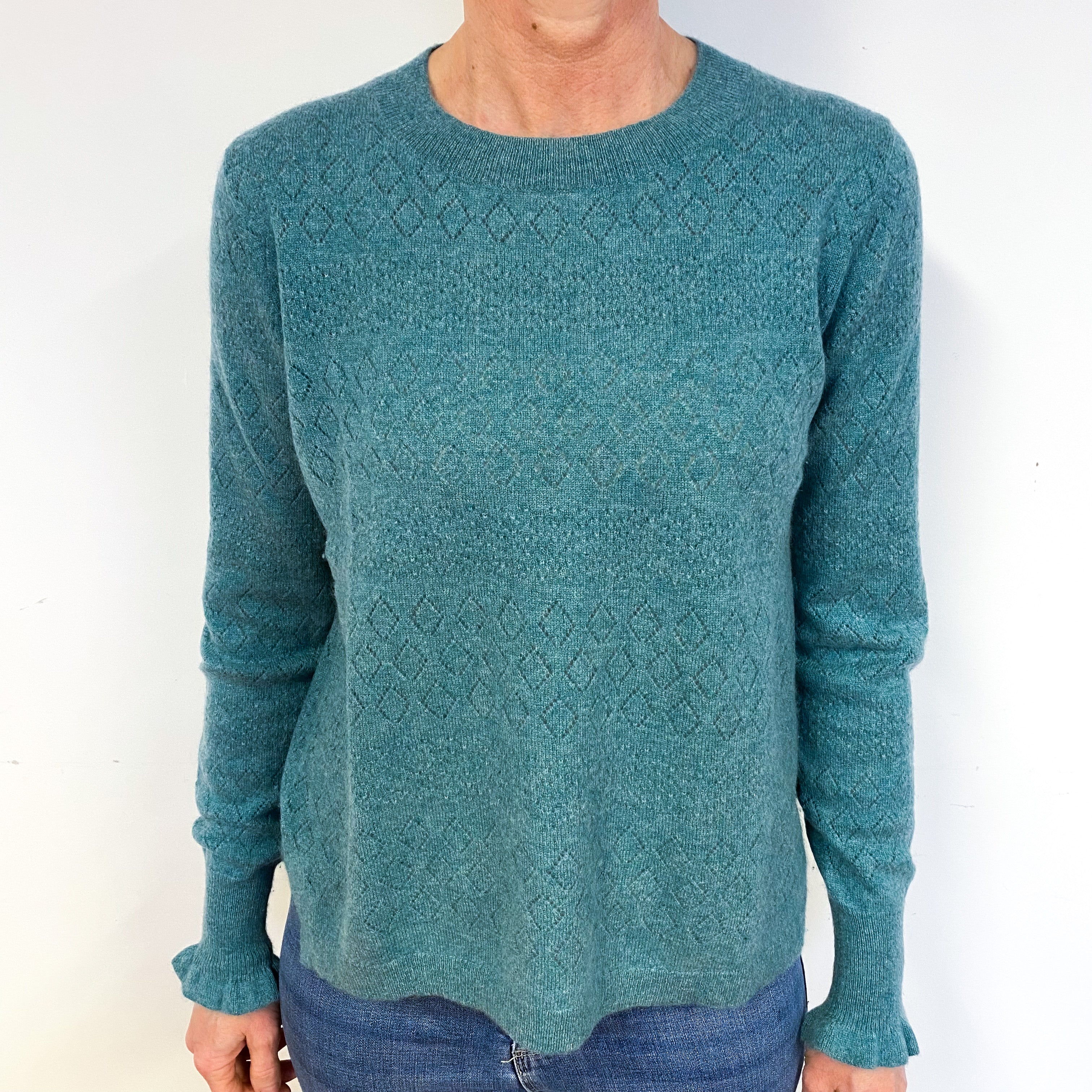 Ocean Green Cashmere Crew Neck Jumper Medium