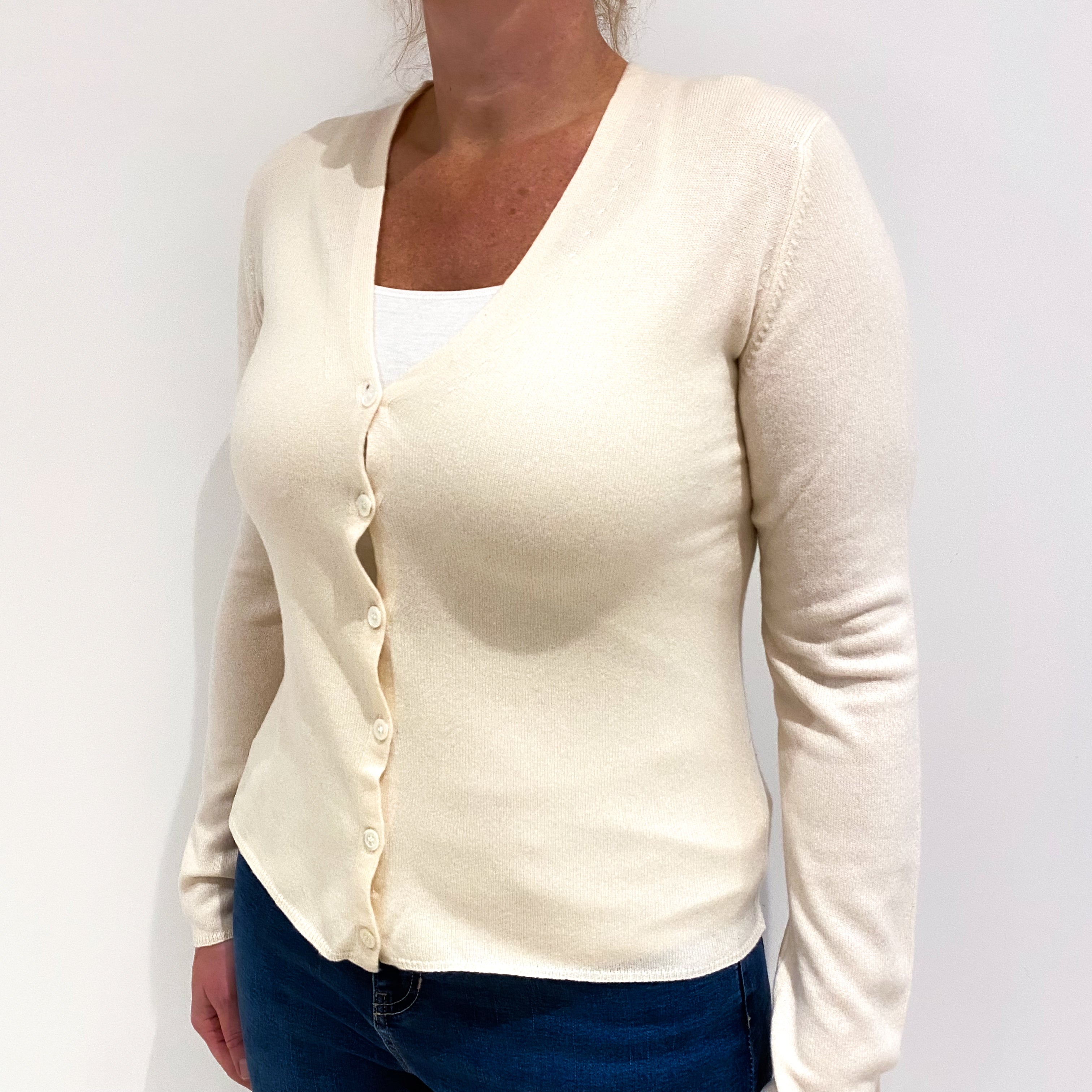 Cream Cashmere V-Neck Cardigan Large