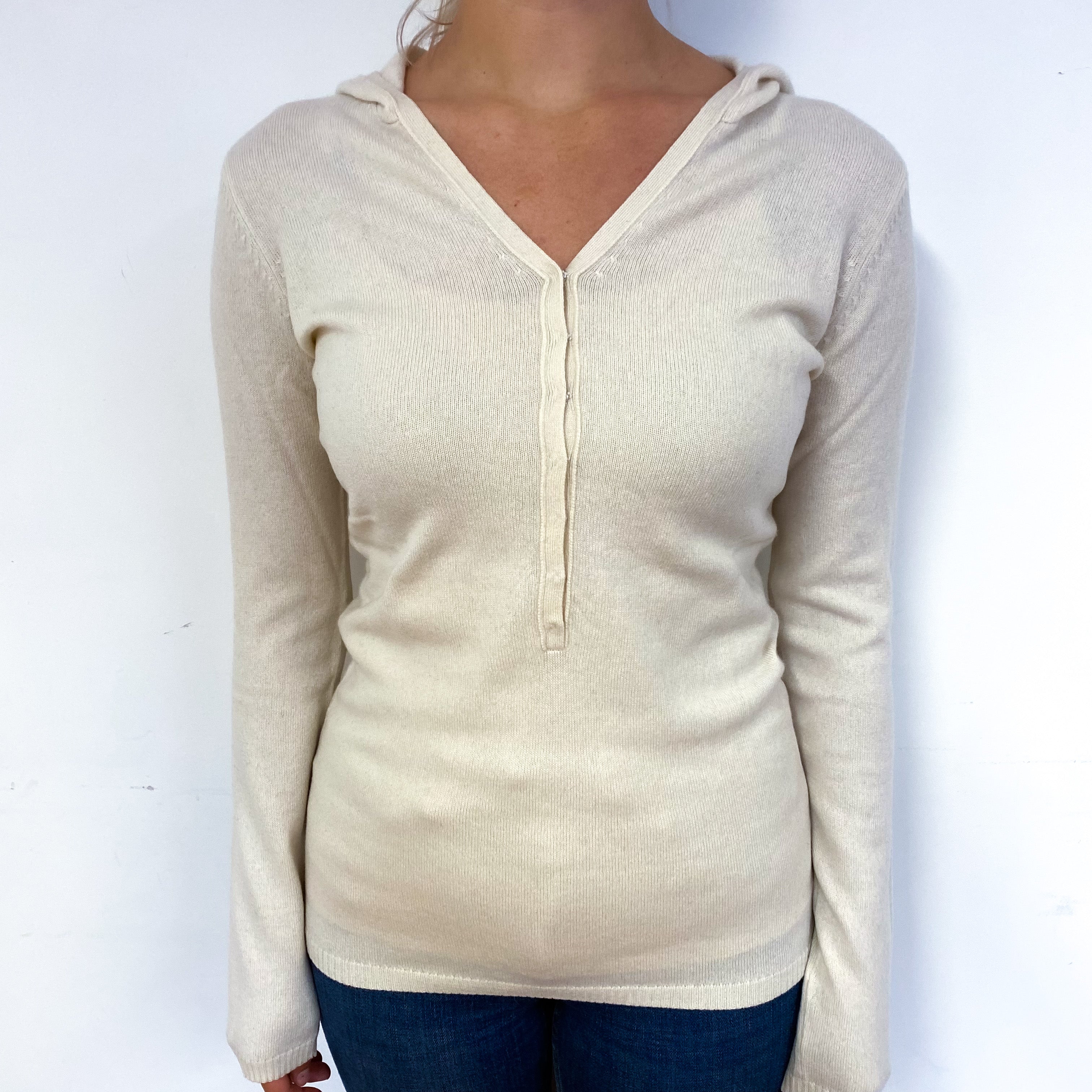 Cream Cashmere Hoodie Jumper Small