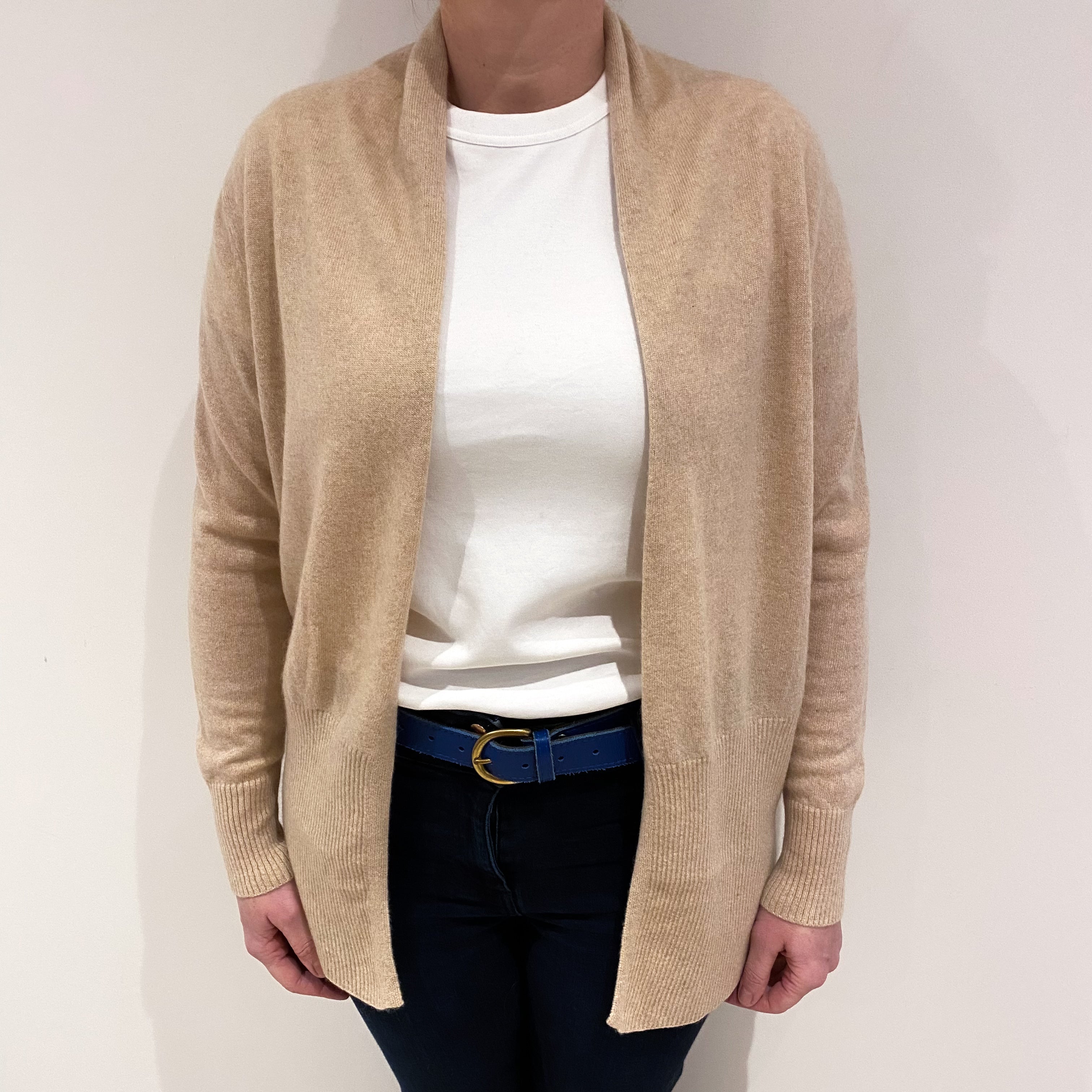 Beige Cashmere Edge to Edge Cardigan Large