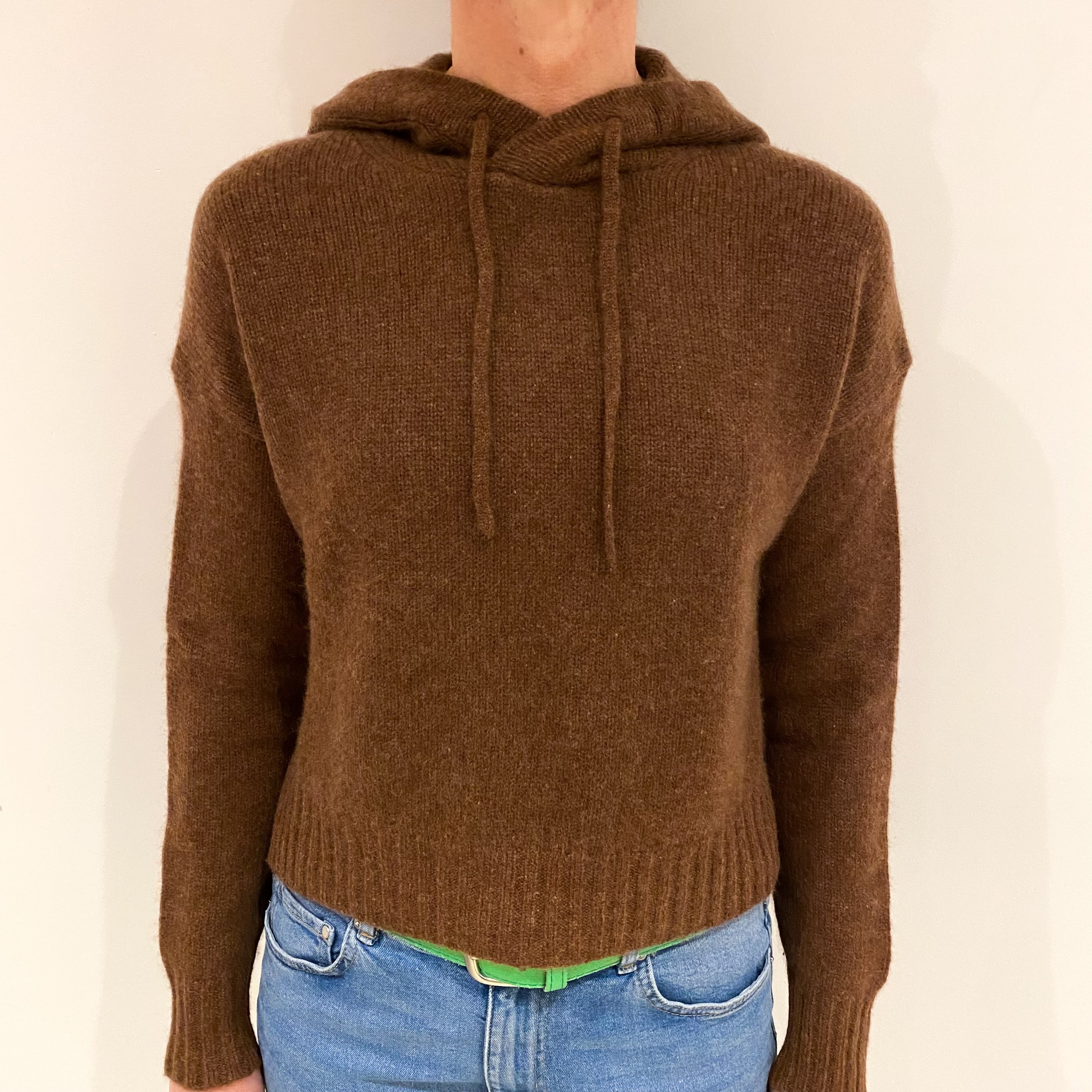Russet Brown Slouchy Cashmere Hoodie Jumper Small