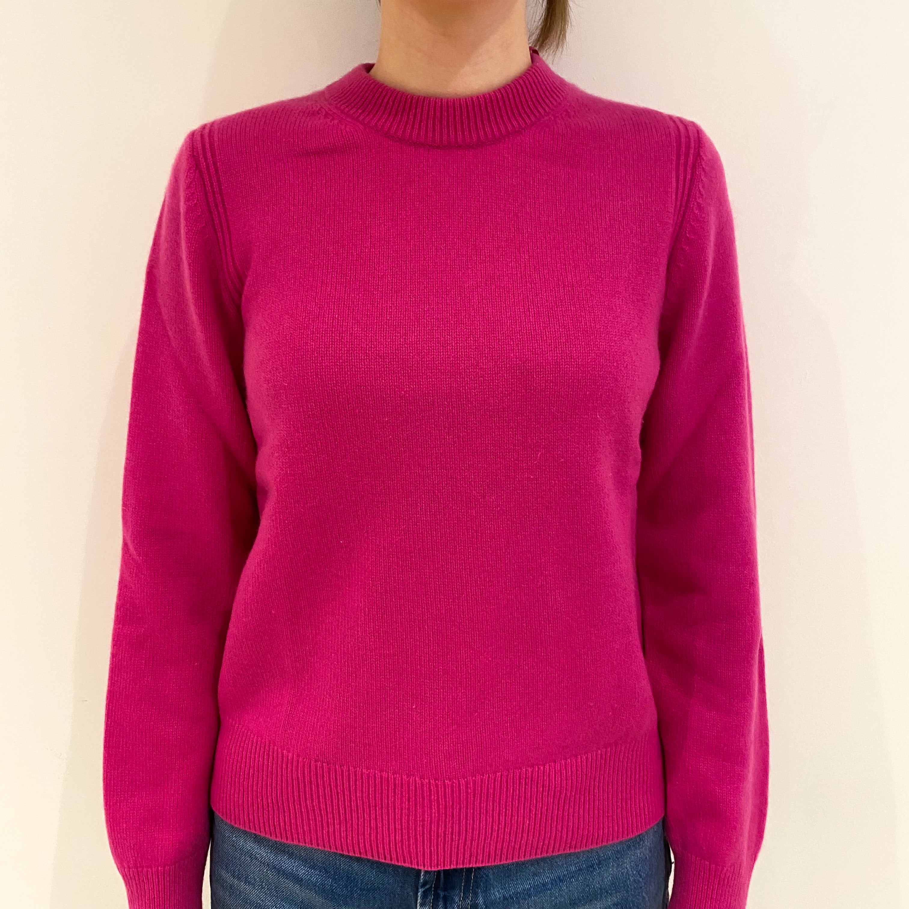 Cos Fuchsia Pink Cashmere Crew Neck Jumper Extra Small