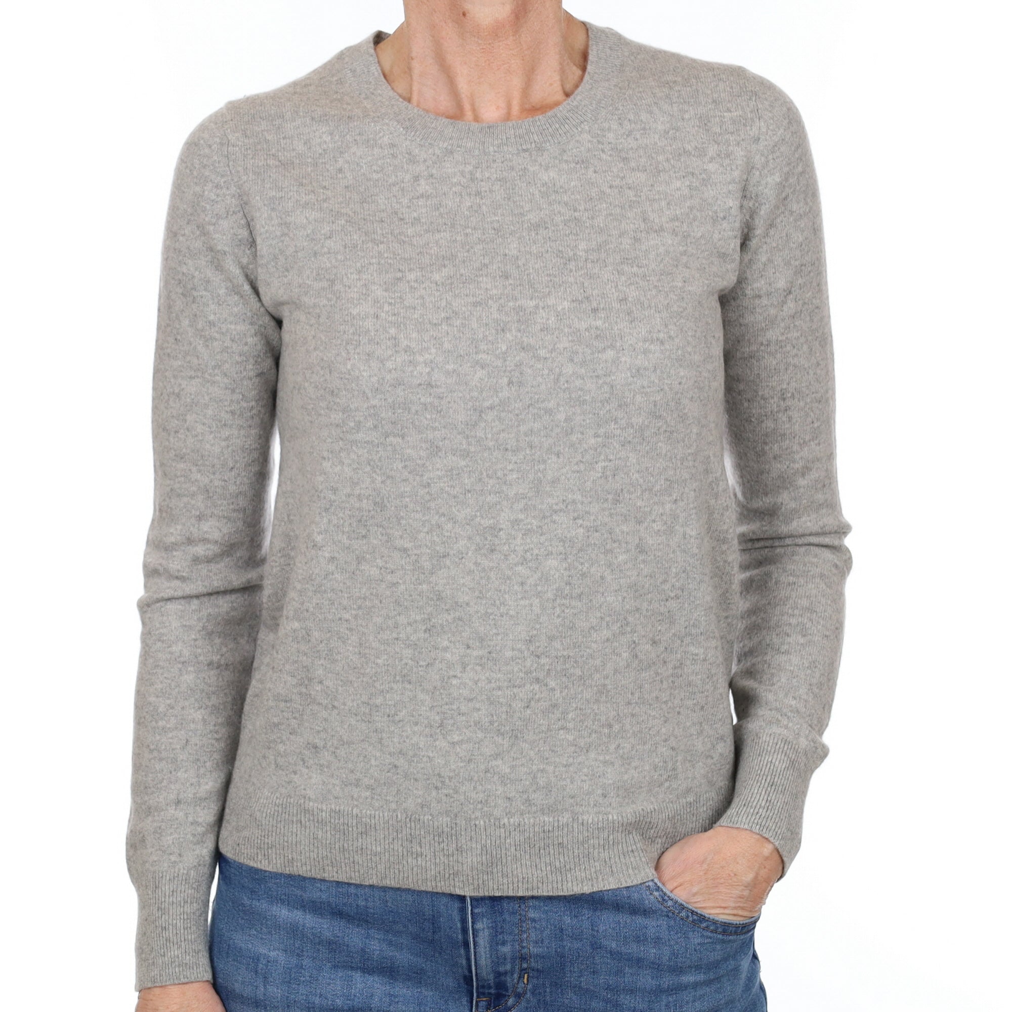 Smoke Grey Cashmere Crew Neck Jumper Small